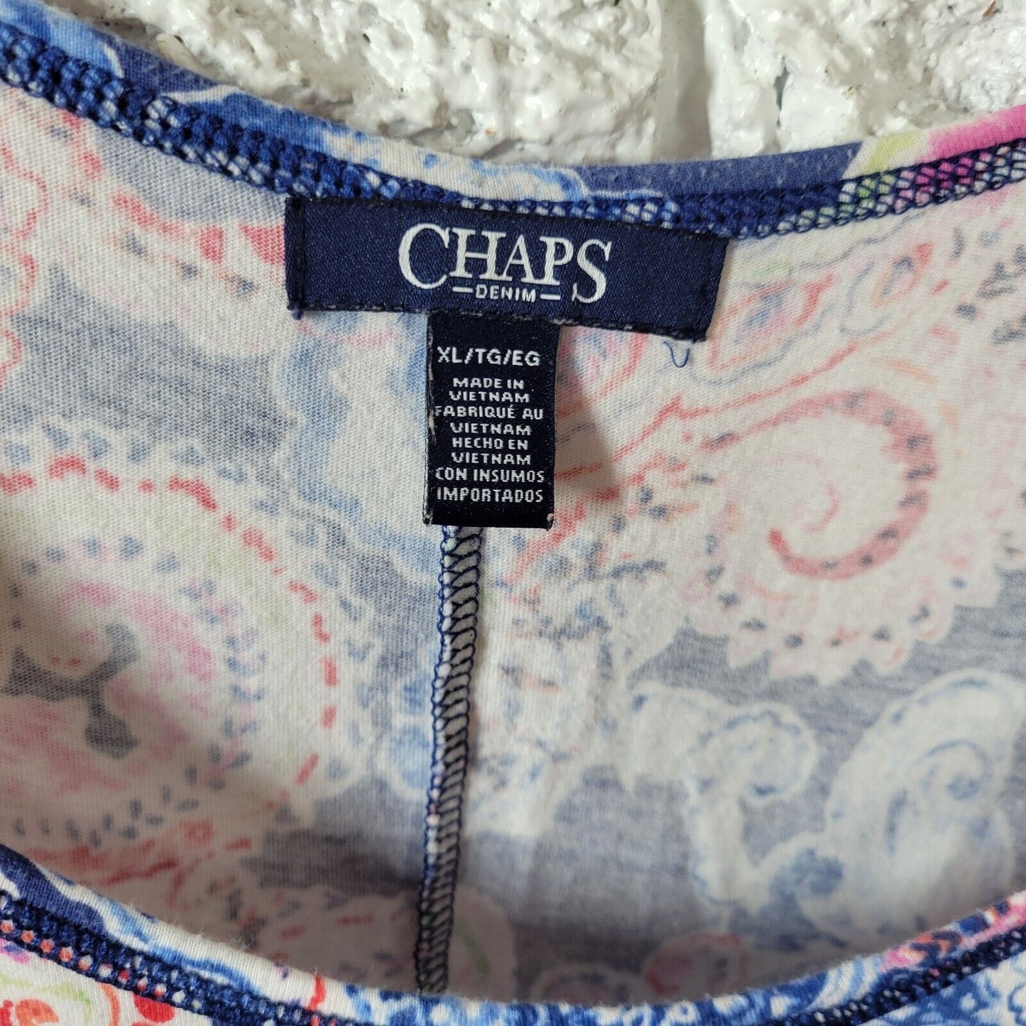 Chaps Womens Dress Extra Large Tank Midi Blue Paisley Cotton Casual Comfy