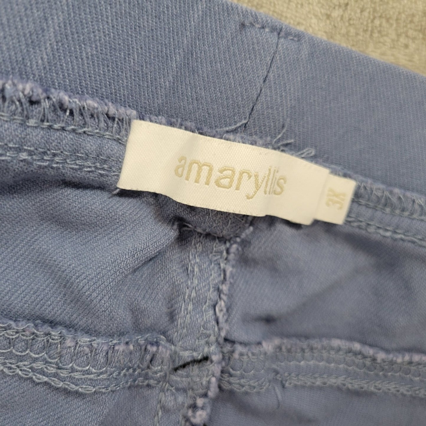 Amaryllis Womens Pants 3X Plus Pull On Light Blue Lace Hem Comfy Casual