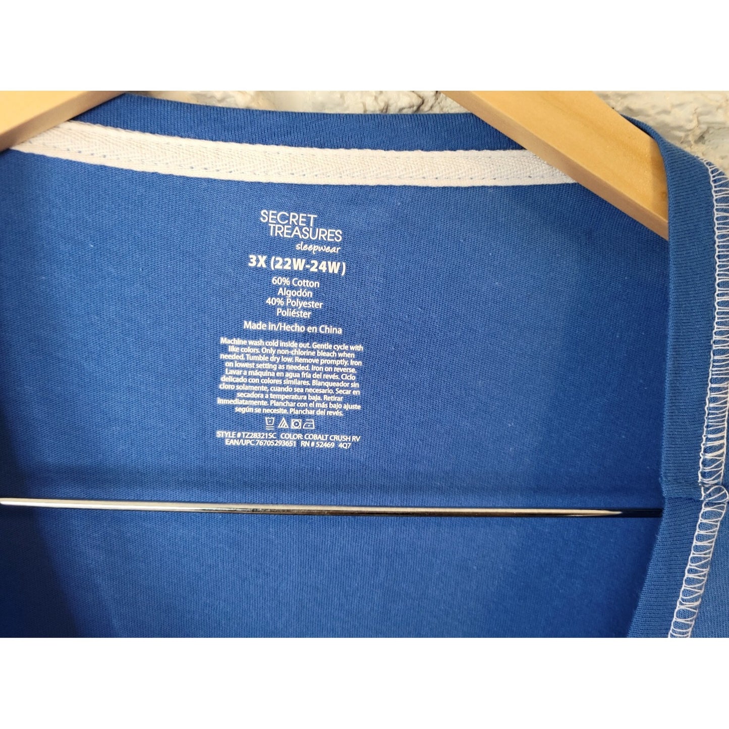 Secret Treasures Women Top 3X Plus Pajama RV Camper Blue Cotton Blend Lounge