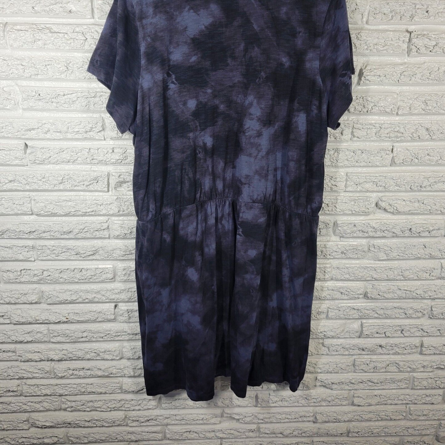 Old Navy Womens Dress XXL Tall Short Sleeve Blue Black Tie Dye Cotton Comfy
