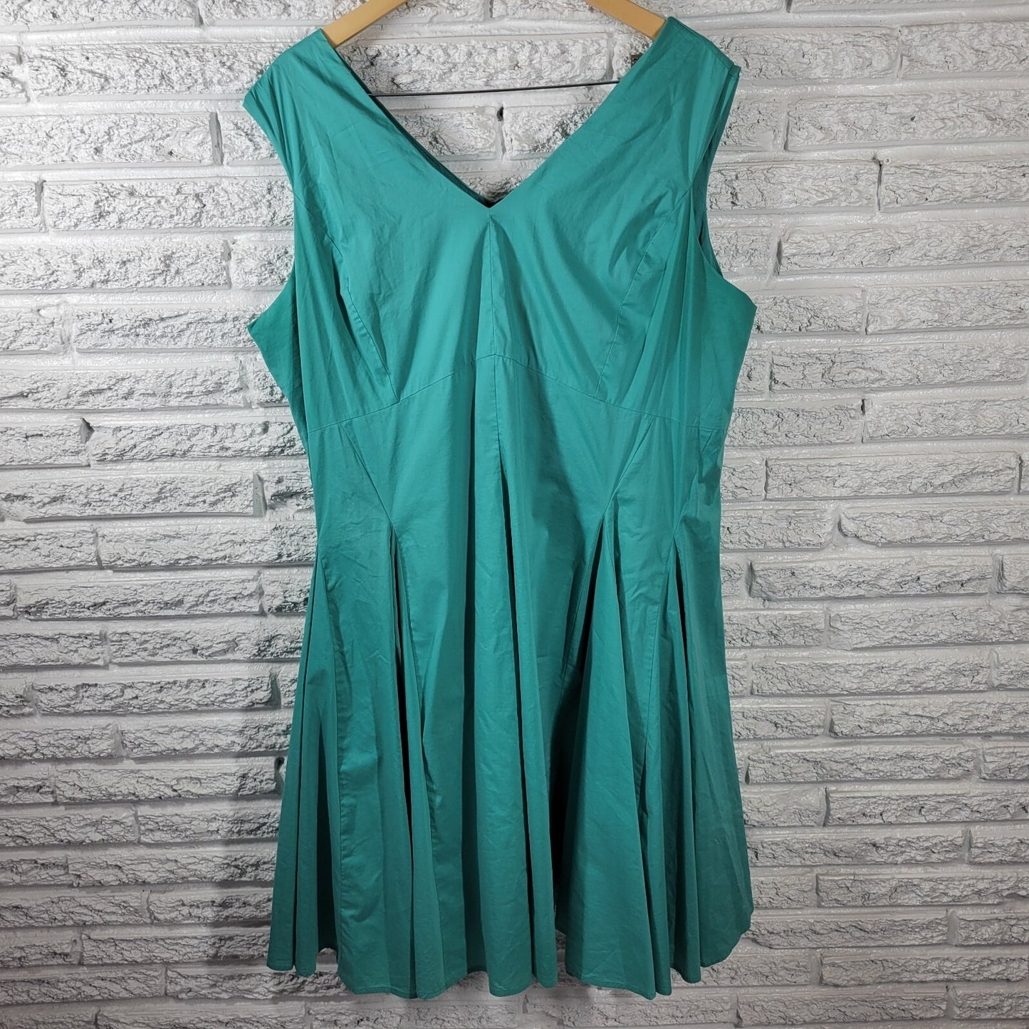 Jessica London Women Dress 18 Sleeveless Fit Flare Blue Pleated Zip Casual Lined