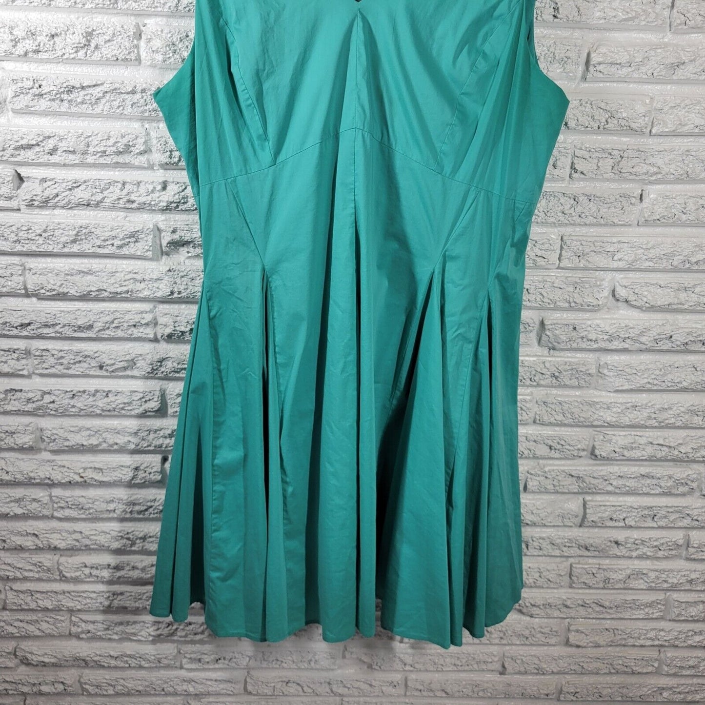 Jessica London Women Dress 18 Sleeveless Fit Flare Blue Pleated Zip Casual Lined