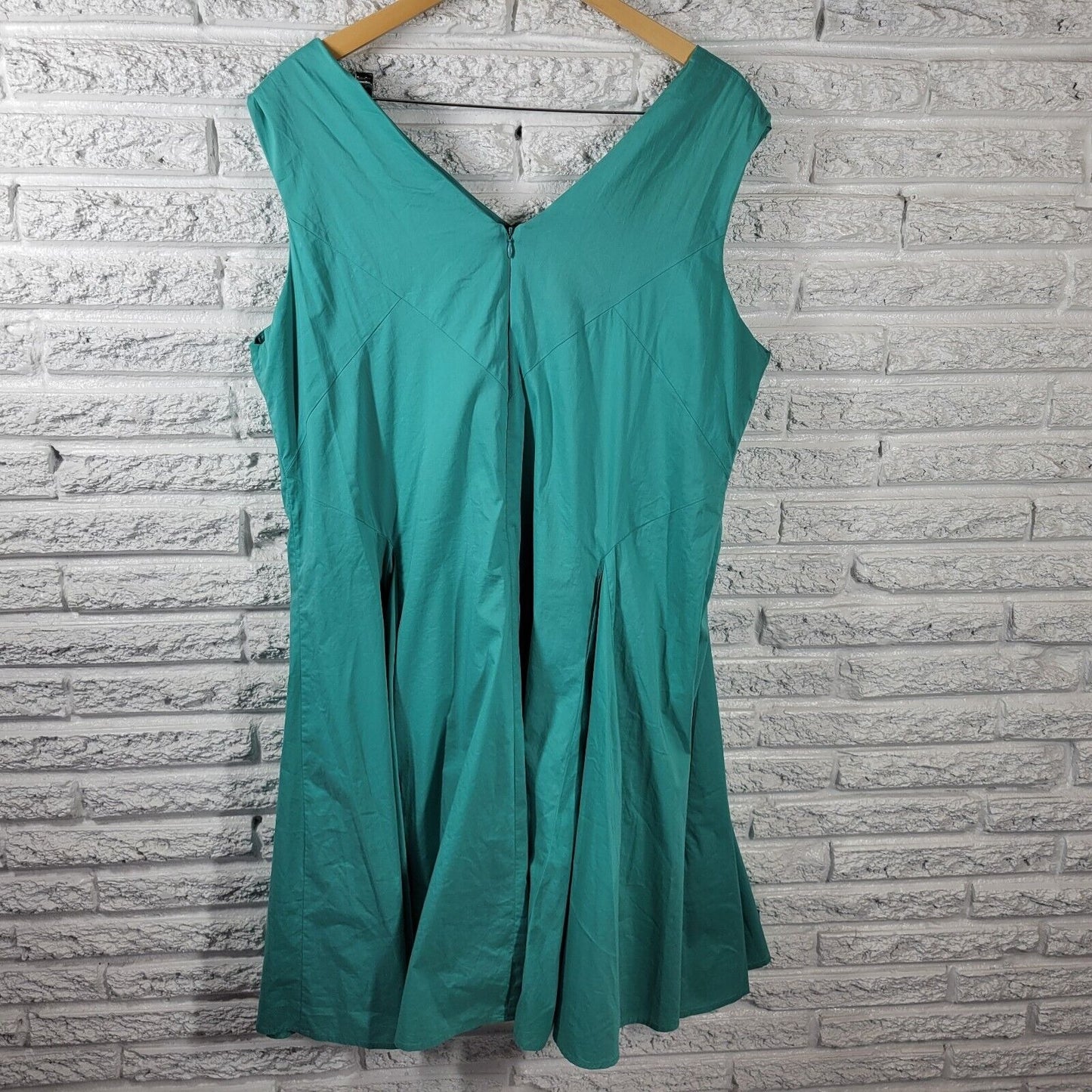 Jessica London Women Dress 18 Sleeveless Fit Flare Blue Pleated Zip Casual Lined