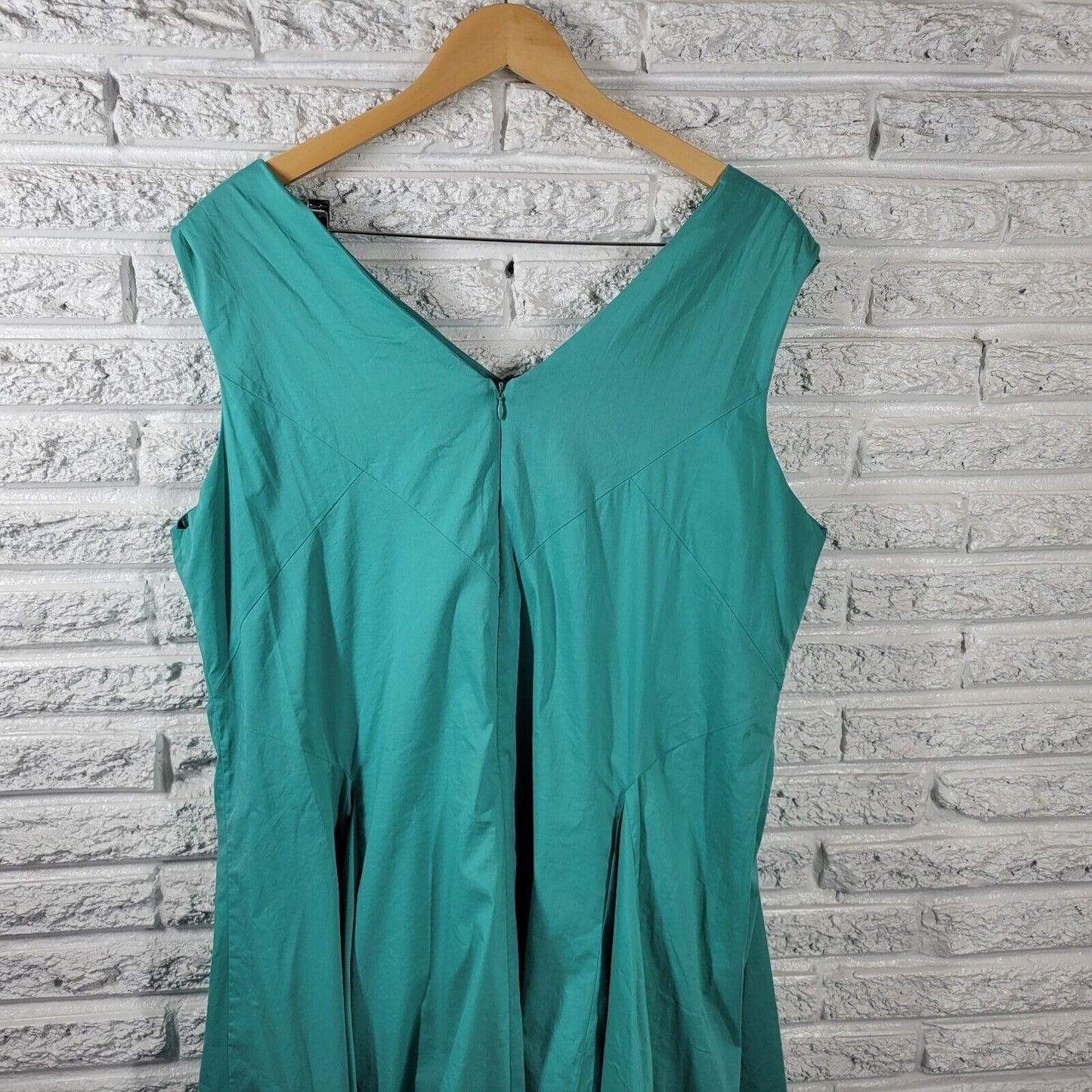 Jessica London Women Dress 18 Sleeveless Fit Flare Blue Pleated Zip Casual Lined