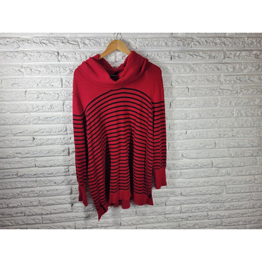 Lauren Ralph Lauren Womens Sweater 3X Plus Turtleneck Red Stripe Soft Casual