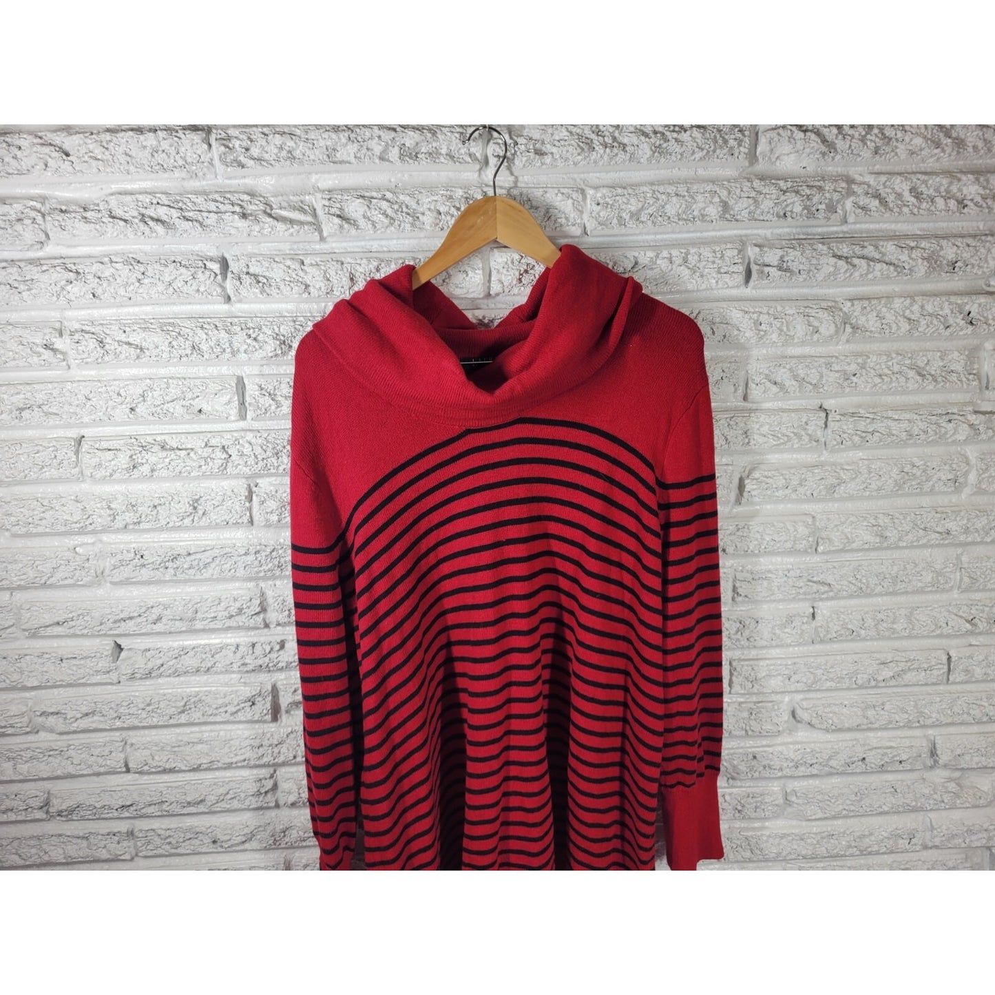 Lauren Ralph Lauren Womens Sweater 3X Plus Turtleneck Red Stripe Soft Casual