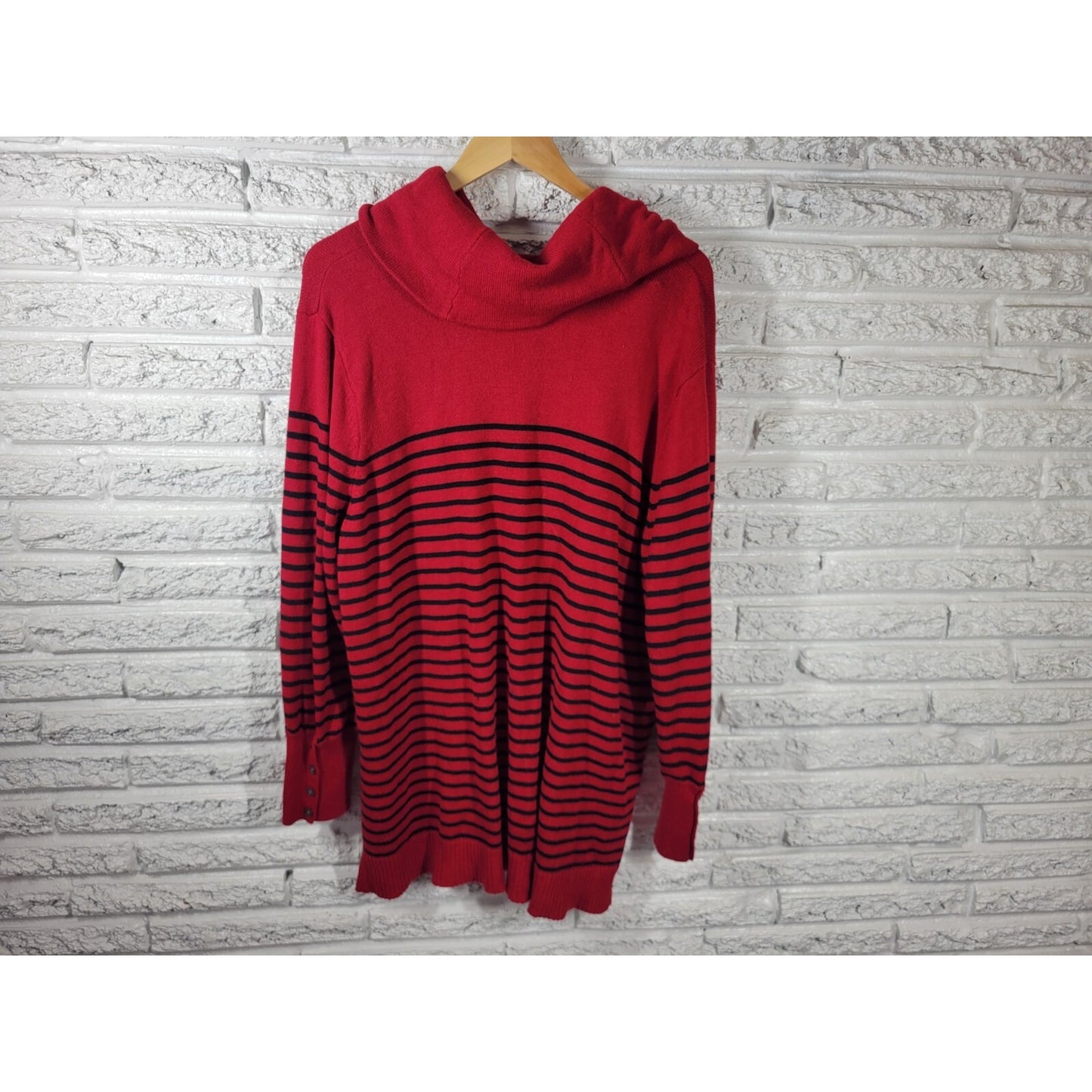 Lauren Ralph Lauren Womens Sweater 3X Plus Turtleneck Red Stripe Soft Casual