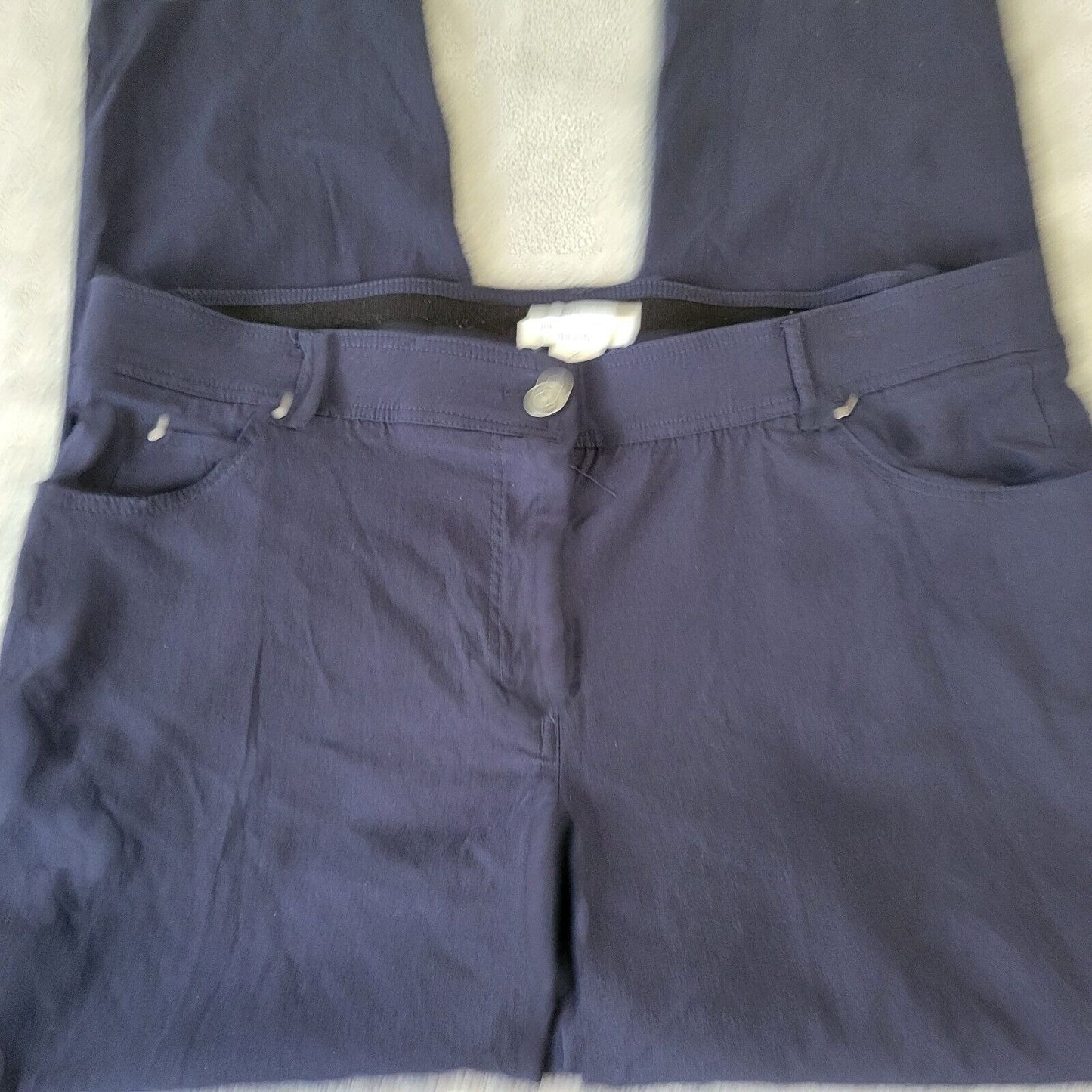 89th Madison Womens Pants 20 Plus Straight Leg Blue Zip Fly Comfy Elastic Waist