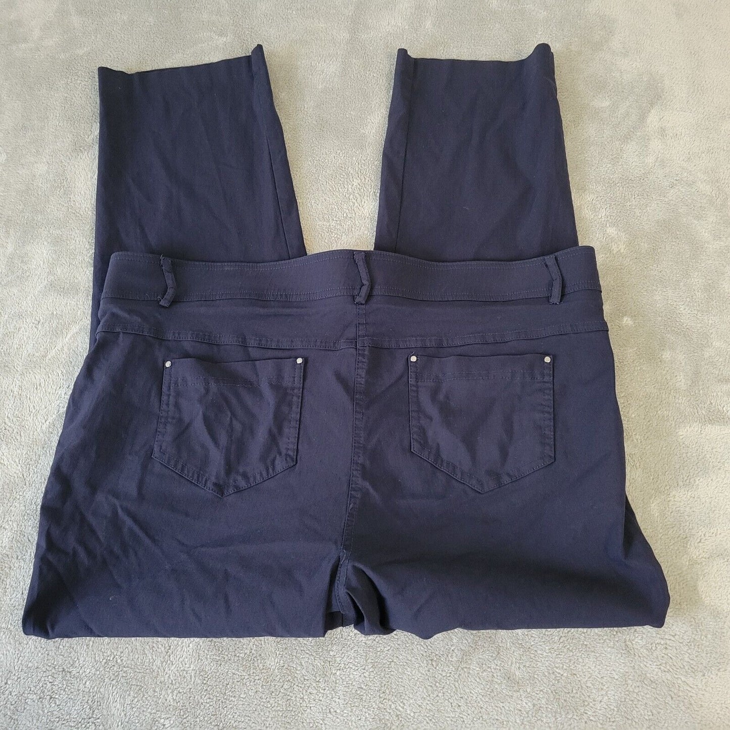 89th Madison Womens Pants 20 Plus Straight Leg Blue Zip Fly Comfy Elastic Waist