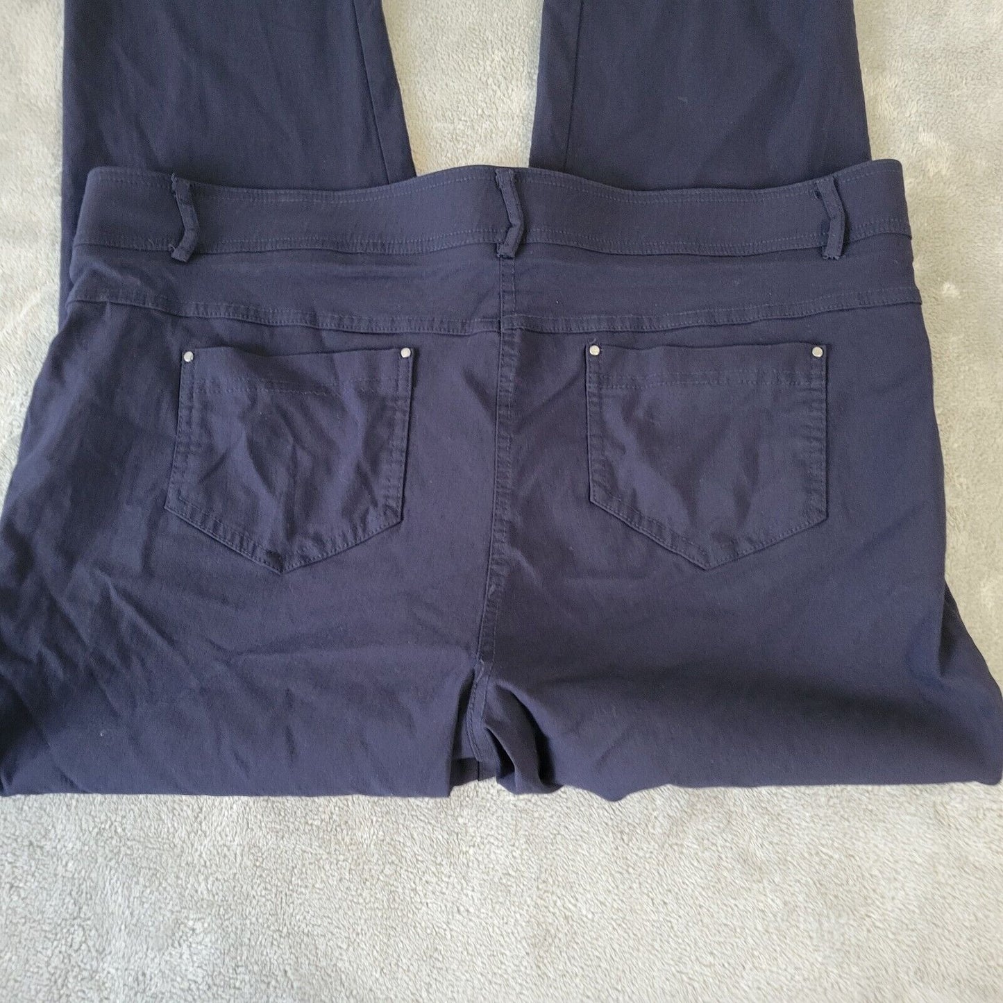 89th Madison Womens Pants 20 Plus Straight Leg Blue Zip Fly Comfy Elastic Waist