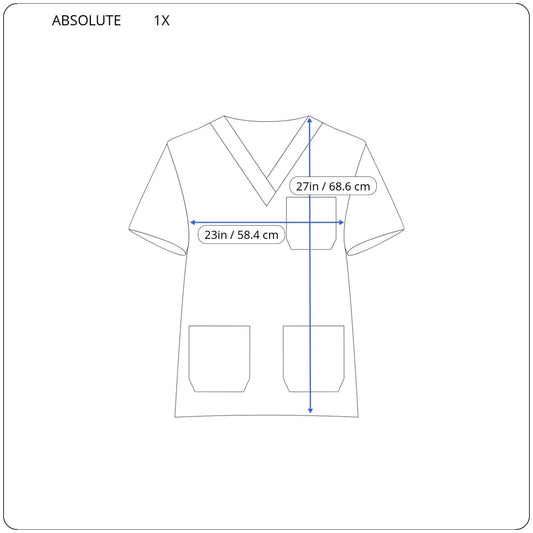 Absolute Unisex Scrub Top 1X Plus Short Sleeve Blue Dogs Cats Pockets Medical