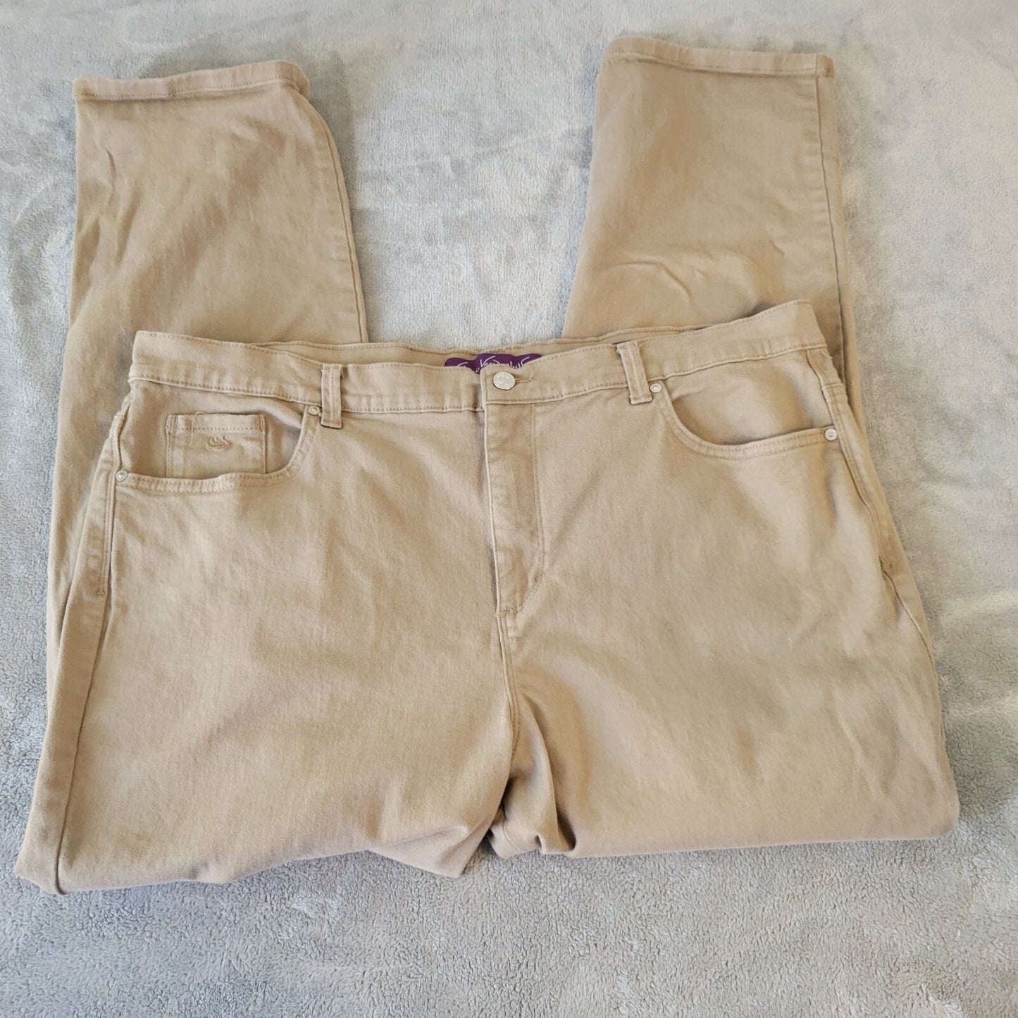 Gloria Vanderbilt Amanda Womens Jeans 20W Plus Straight Leg Beige Denim Zip Fly