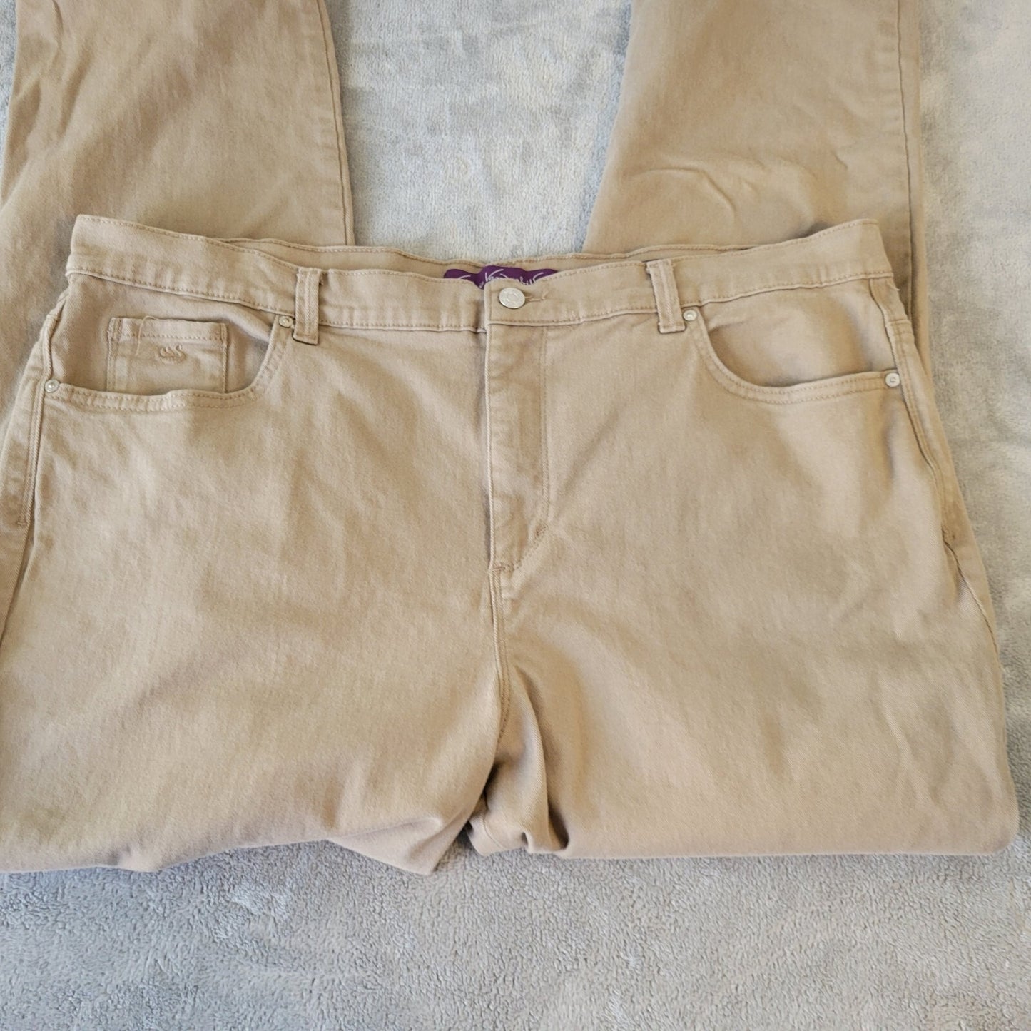 Gloria Vanderbilt Amanda Womens Jeans 20W Plus Straight Leg Beige Denim Zip Fly