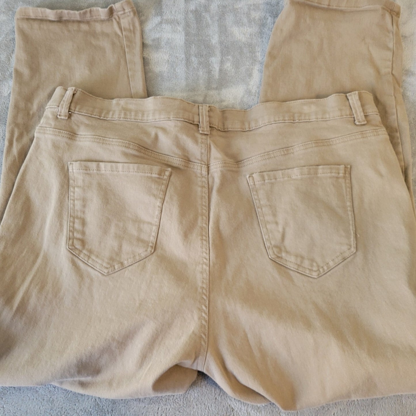Gloria Vanderbilt Amanda Womens Jeans 20W Plus Straight Leg Beige Denim Zip Fly