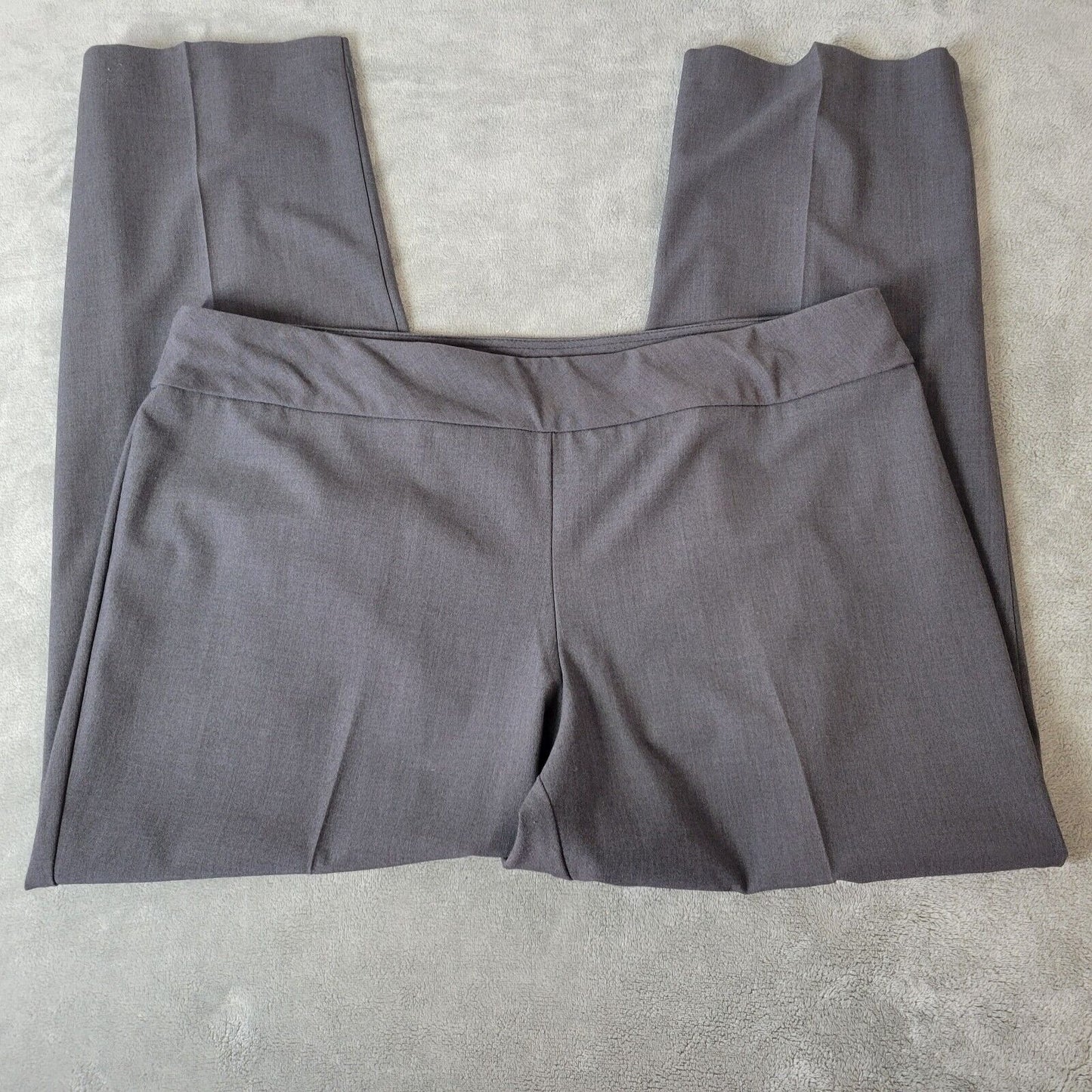 Dress Barn Women Pants 18 Plus Pull On Straight Leg Gray Poly Blend Office Comfy