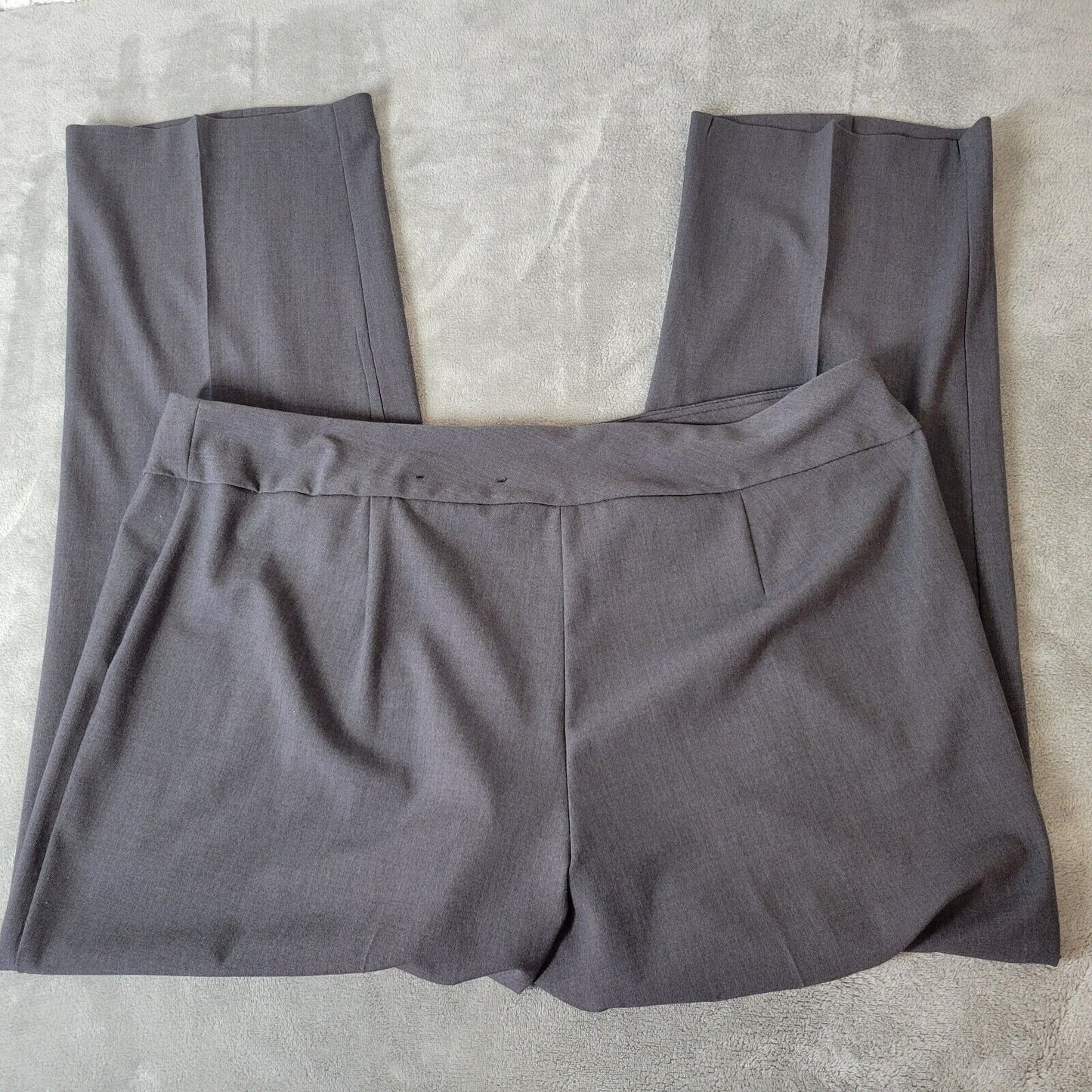 Dress Barn Women Pants 18 Plus Pull On Straight Leg Gray Poly Blend Office Comfy