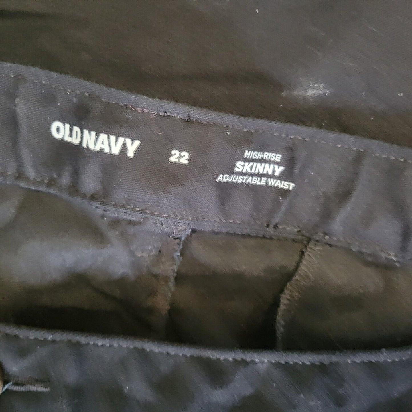 Old Navy Women Pants 22 Plus Skinny Cropped Black Zip Fly Adjustable Waist Comfy