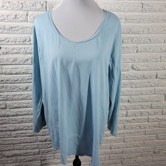 Pure J Jill Womens Top Extra Large XL Tee Long Sleeve Blue Lightweight Cotton