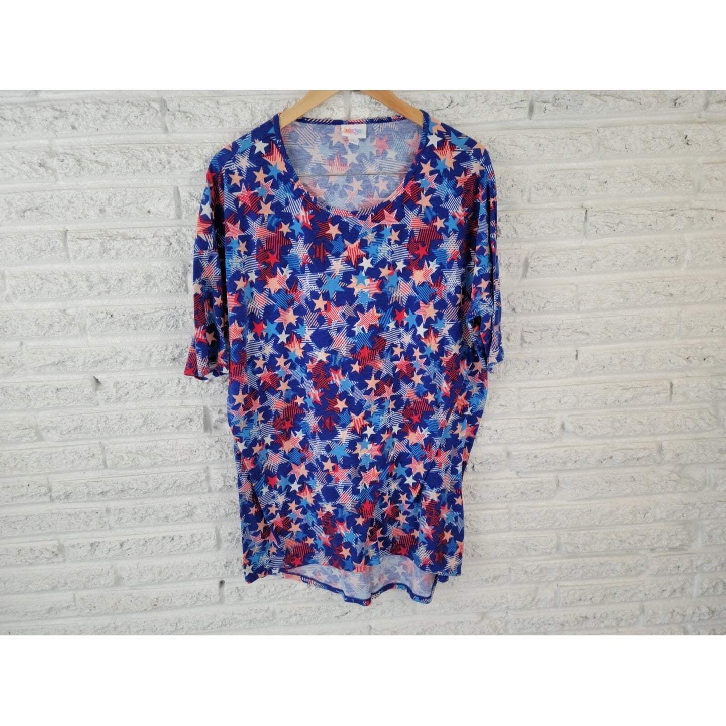 Patriotic Lularoe Womens Top Extra Large XL Tee Fourth of July Asymmetric Casual