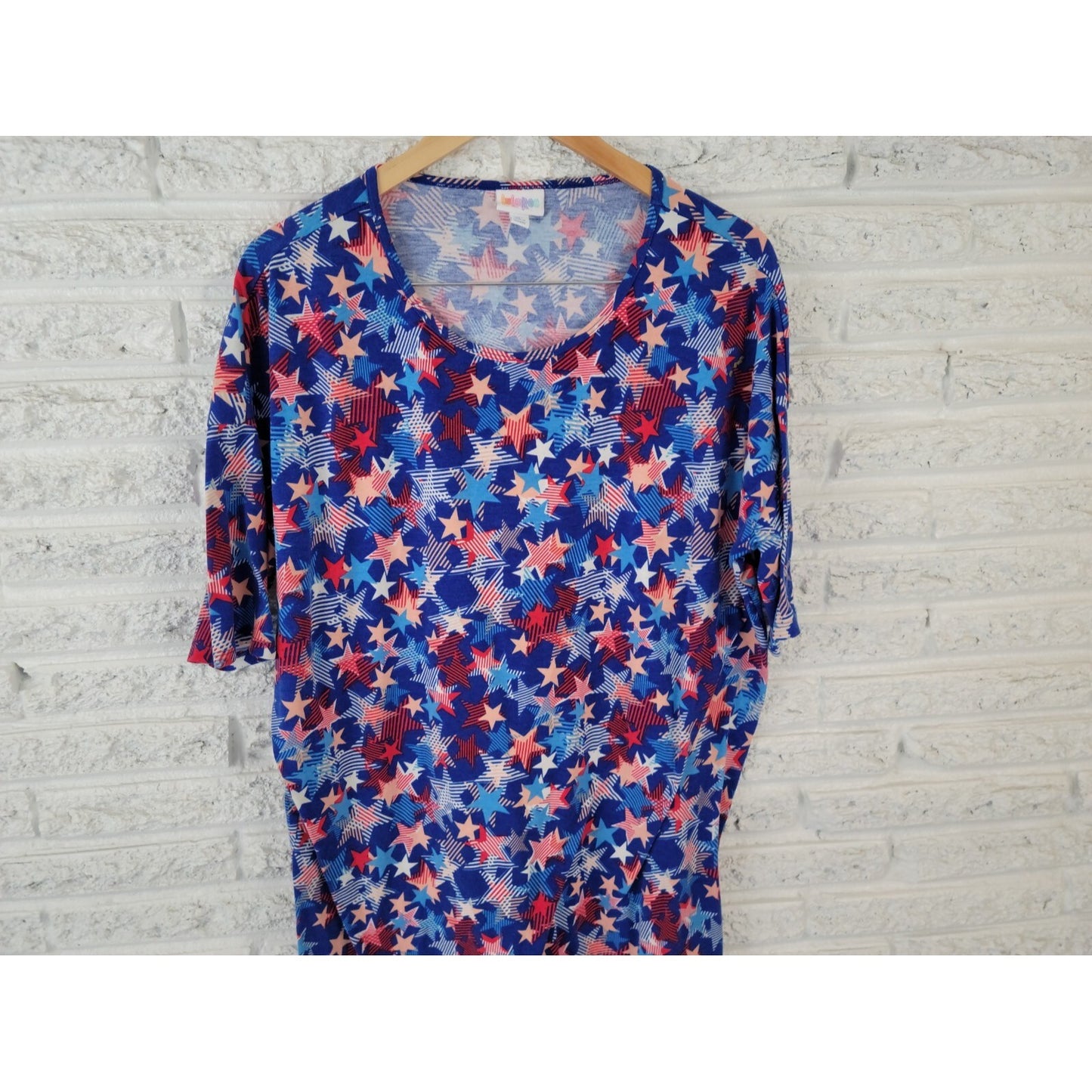 Patriotic Lularoe Womens Top Extra Large XL Tee Fourth of July Asymmetric Casual