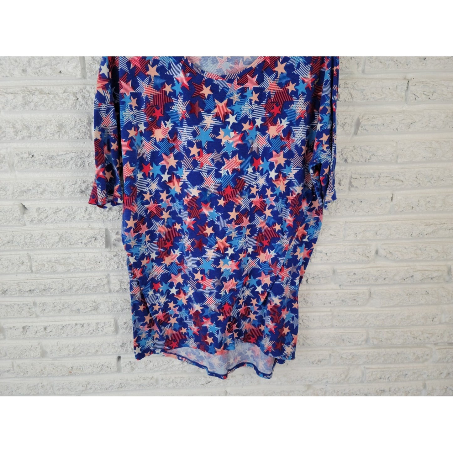 Patriotic Lularoe Womens Top Extra Large XL Tee Fourth of July Asymmetric Casual