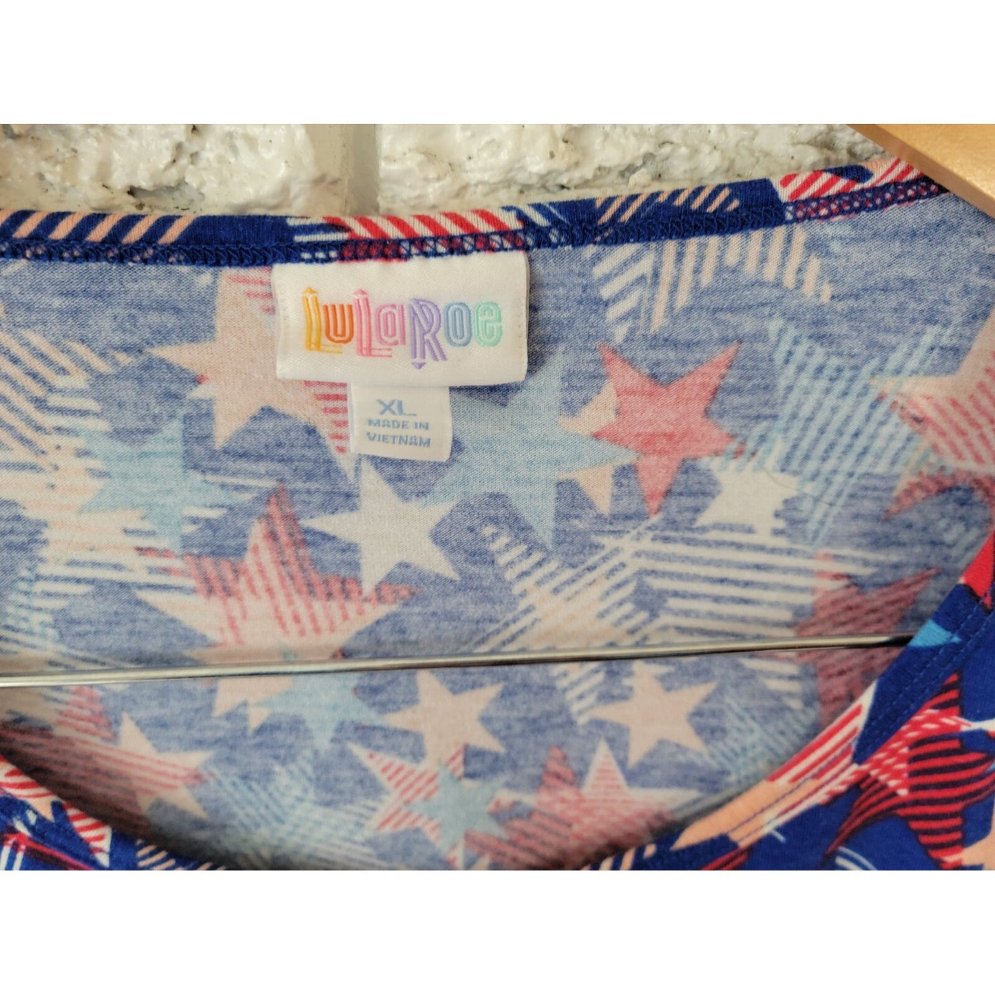 Patriotic Lularoe Womens Top Extra Large XL Tee Fourth of July Asymmetric Casual