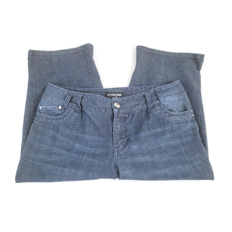 Lane Bryant Womens Jeans 16 Capri Straight Blue Denim Wash Zip Fly Cotton Blend