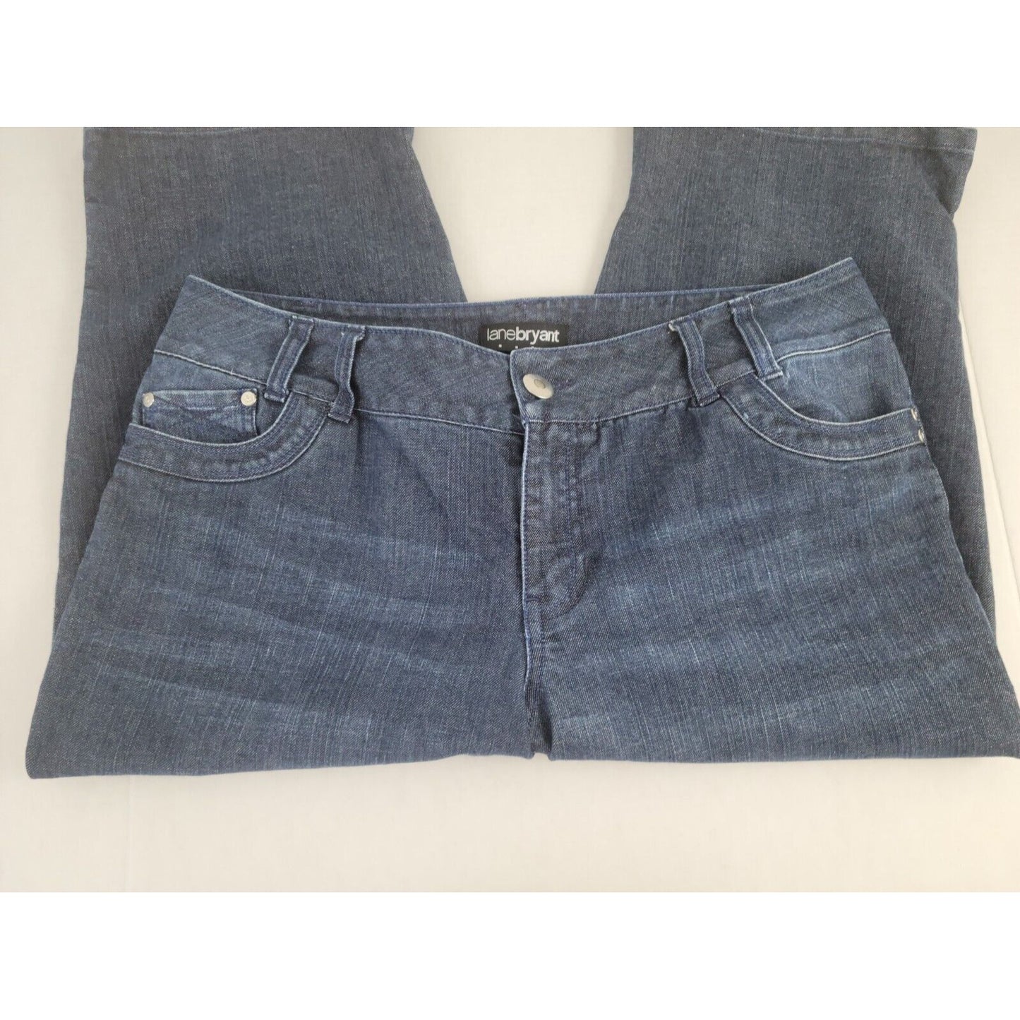 Lane Bryant Womens Jeans 16 Capri Straight Blue Denim Wash Zip Fly Cotton Blend