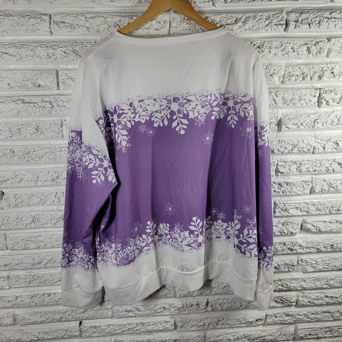 Christmas Womens Top 4XL Plus Tee Long Sleeve Snowman Purple Poly Blend