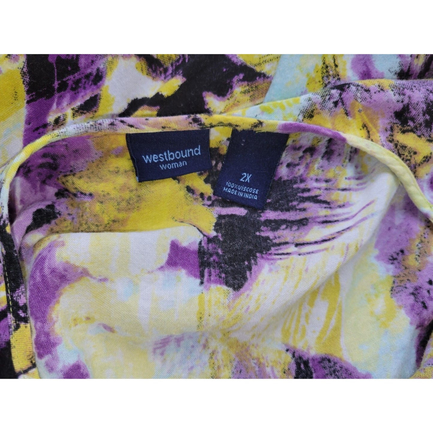 Westbound Womens Top 2X Plus Kimono Asymmetric Shark Bite Purple Watercolor
