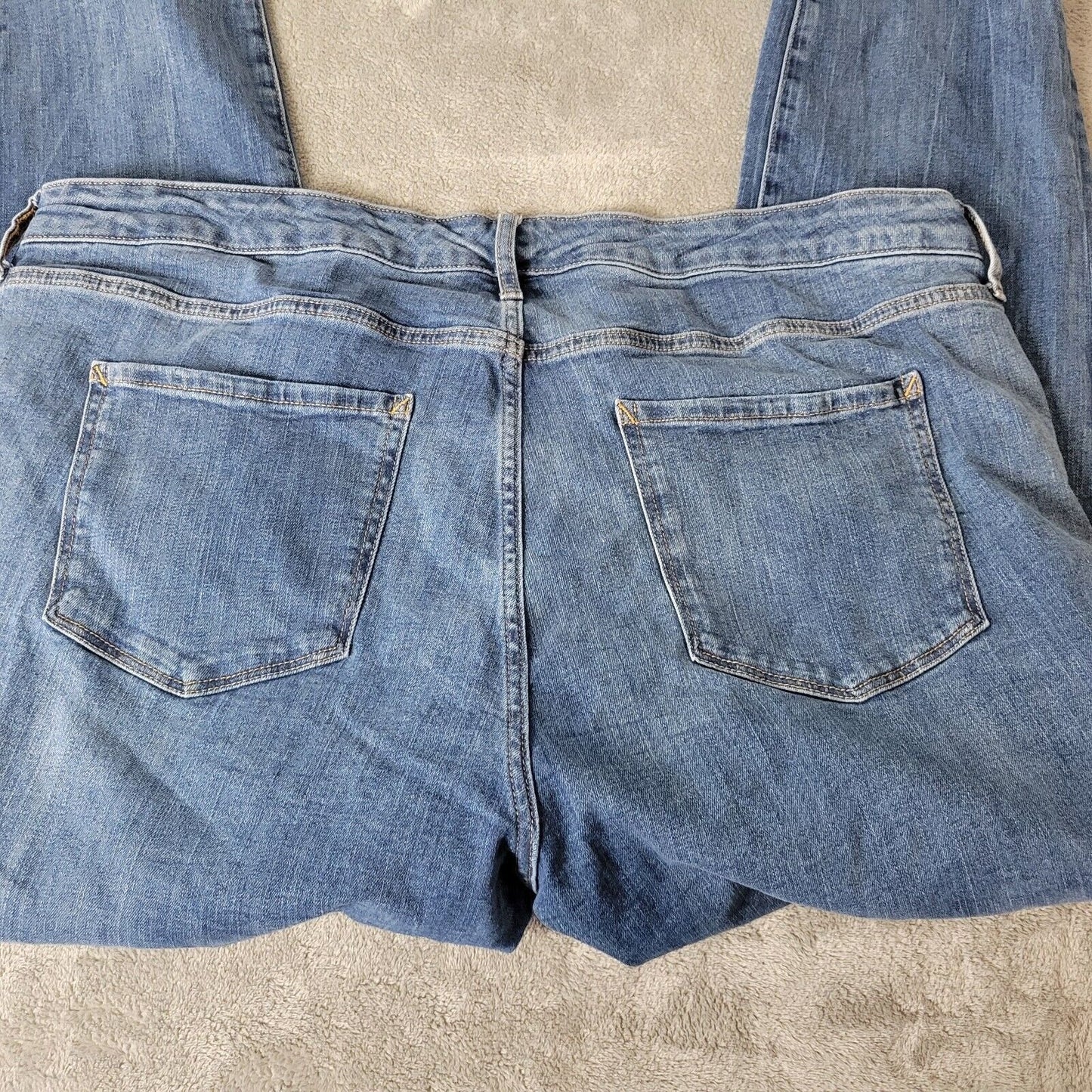 Ana Womens Jeans 22W Plus Curvy Skinny Medium Blue Denim Zip Fly Frayed Hems