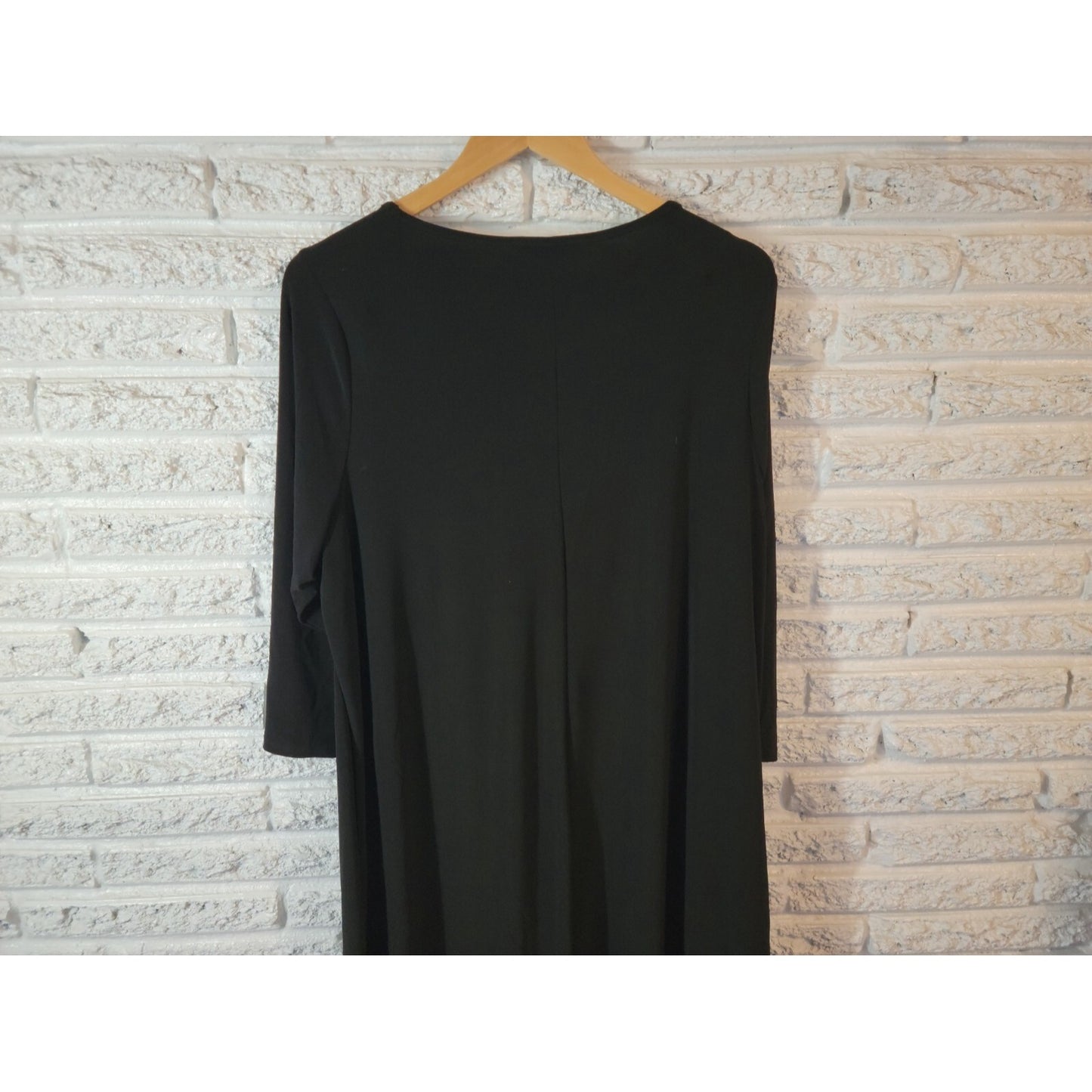 Tiana B Women Dress 2X Plus Long Sleeve Pleated Black Knee Length Career Casual