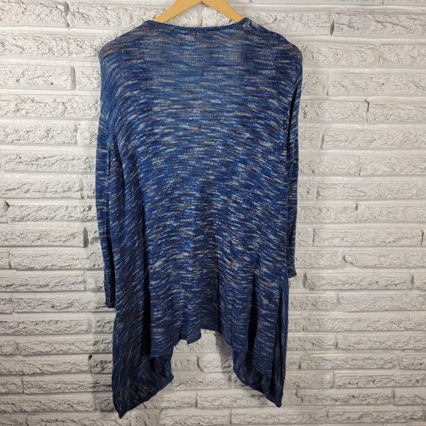 Dress Barn Womens Sweater 2X Plus Cardigan Duster Open 3/4 Sleeve Blue Soft