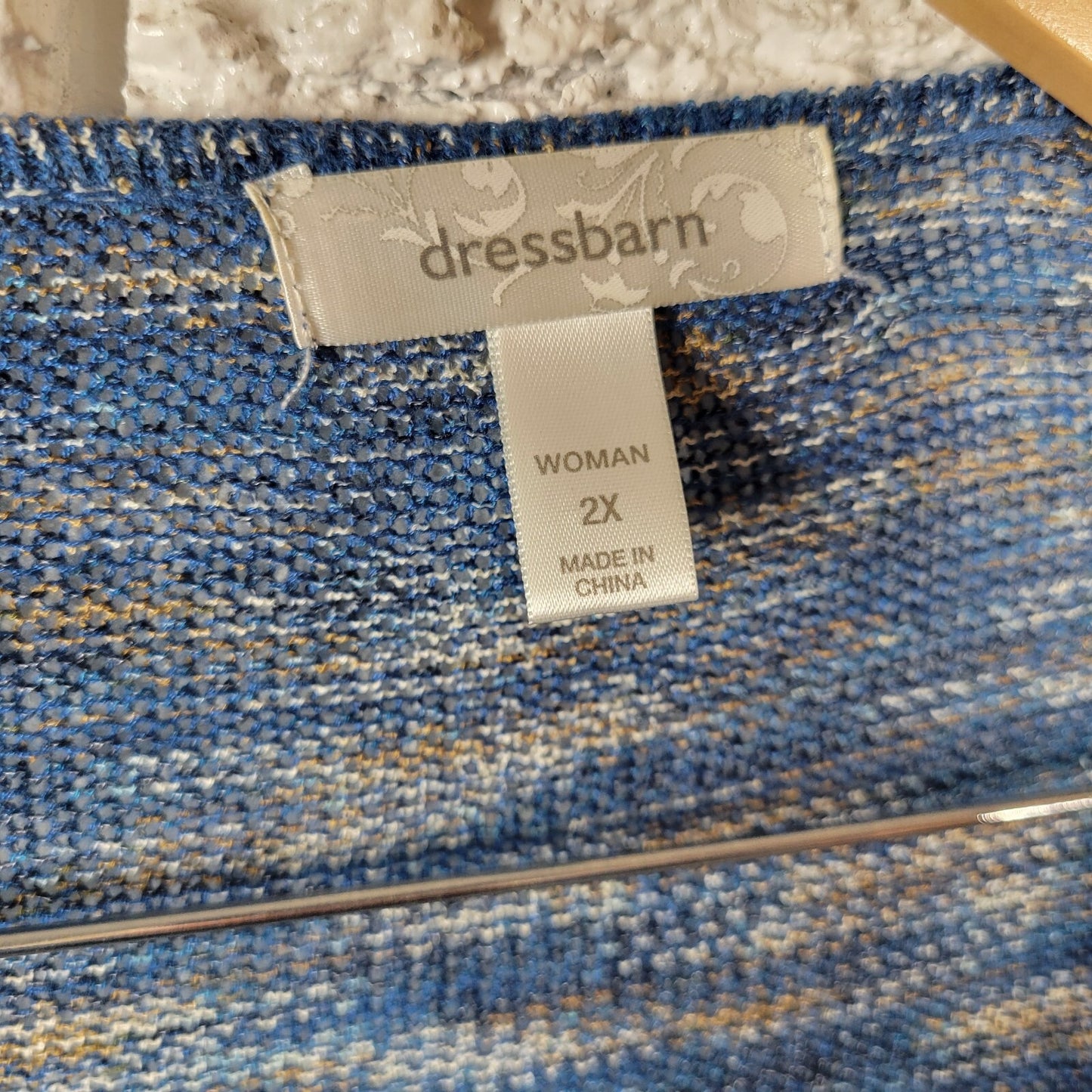 Dress Barn Womens Sweater 2X Plus Cardigan Duster Open 3/4 Sleeve Blue Soft