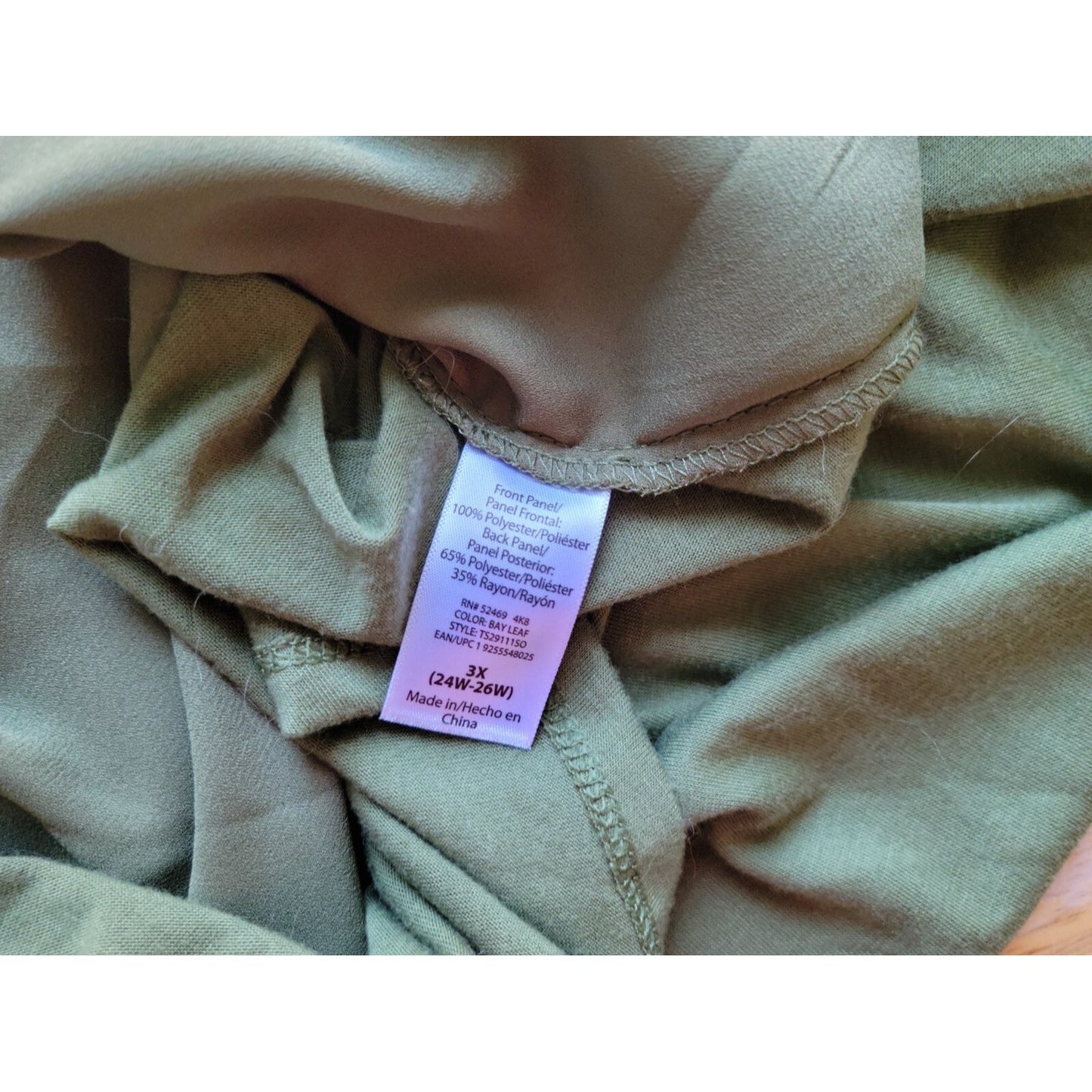 Terra Sky Women Top 3X Plus Sleeveless Quarter Button Semi Sheer Polyester Green