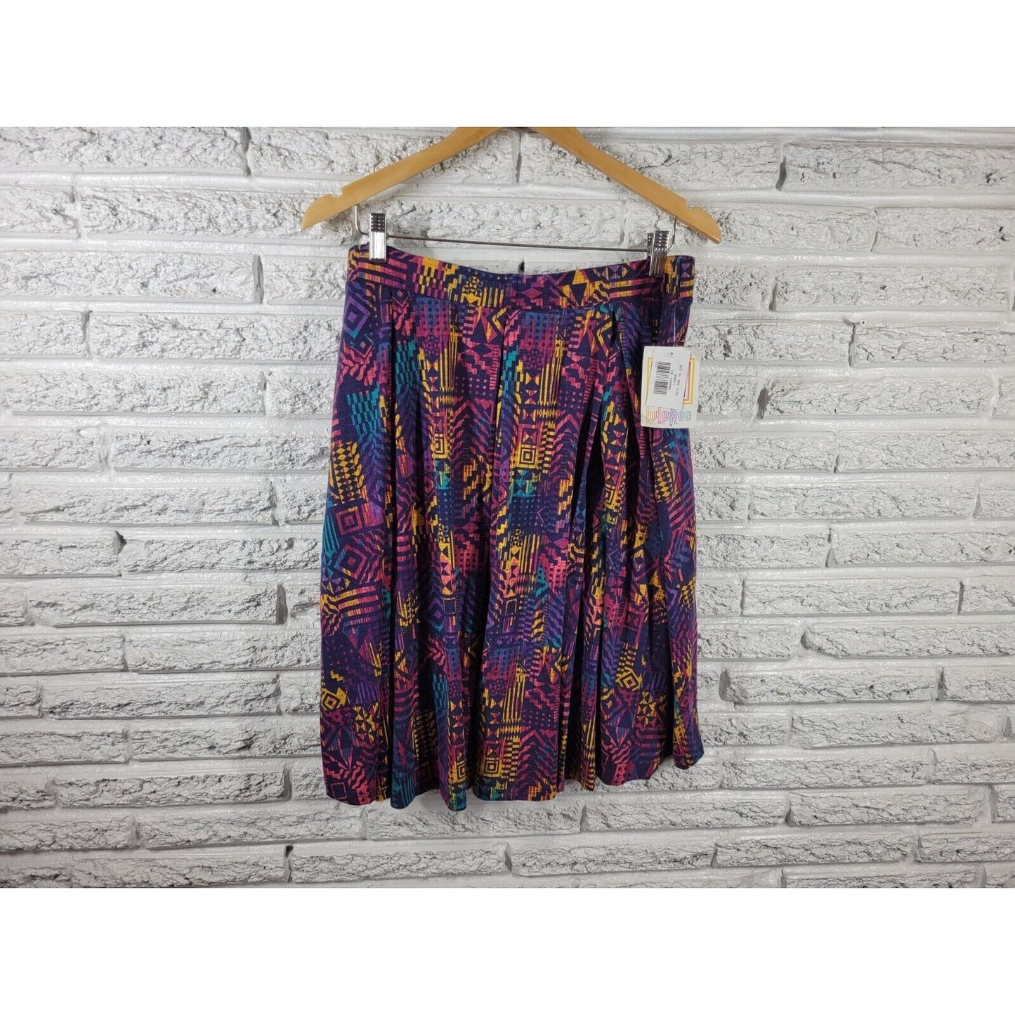 Lularoe Womens Skirt 3XL Plus Madison Mini Flare Red Geometric Casual Pleated