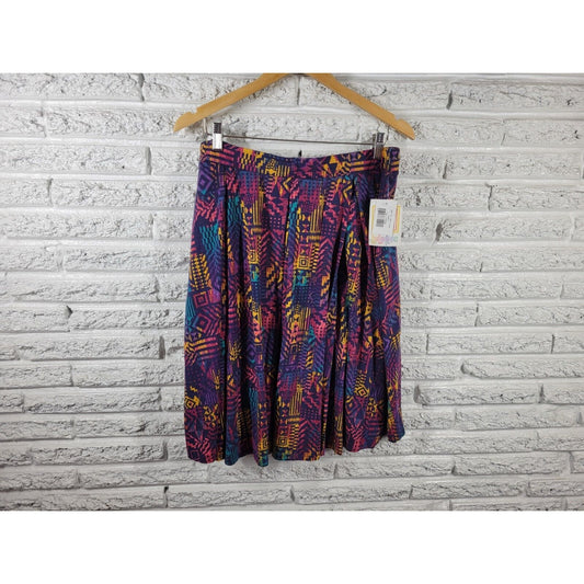Lularoe Womens Skirt 3XL Plus Madison Mini Flare Red Geometric Casual Pleated