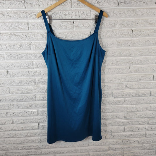 AGB Dresses Womens Dress 18W Plus Slip Blue Spaghetti Strap Semi Sheer Polyester