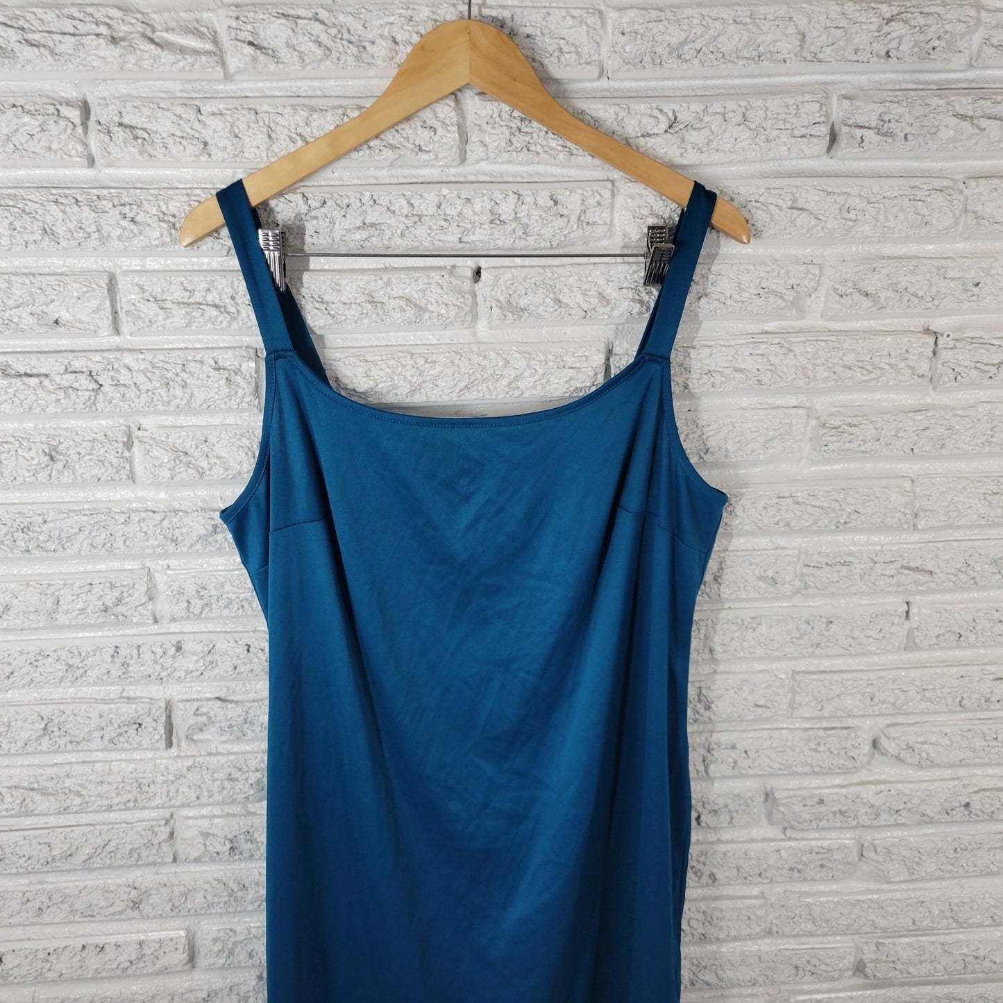 AGB Dresses Womens Dress 18W Plus Slip Blue Spaghetti Strap Semi Sheer Polyester