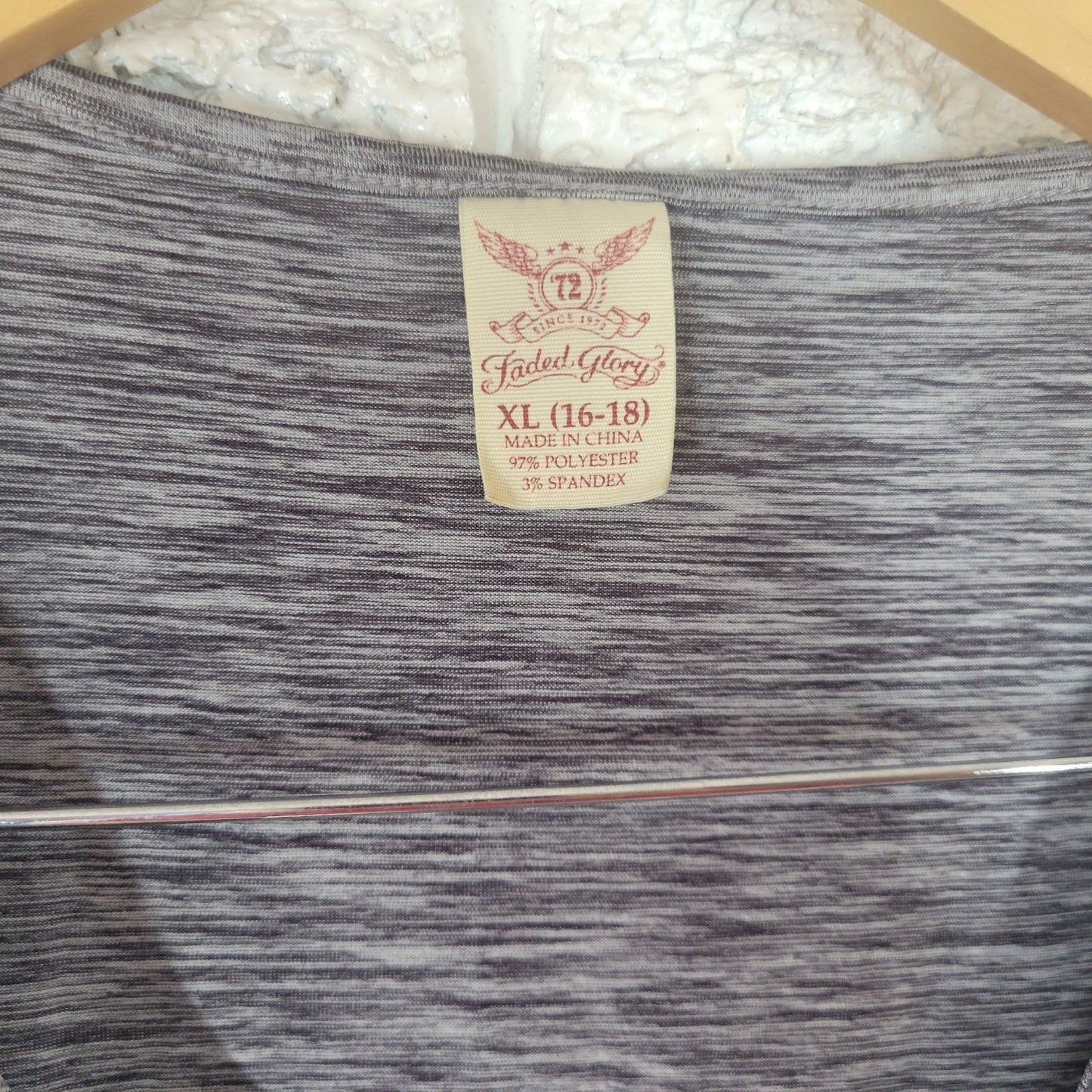 Faded Glory Womens Top XL 16 18 Sleeveless Gray Heather Tiered Poly Blend Ruffle