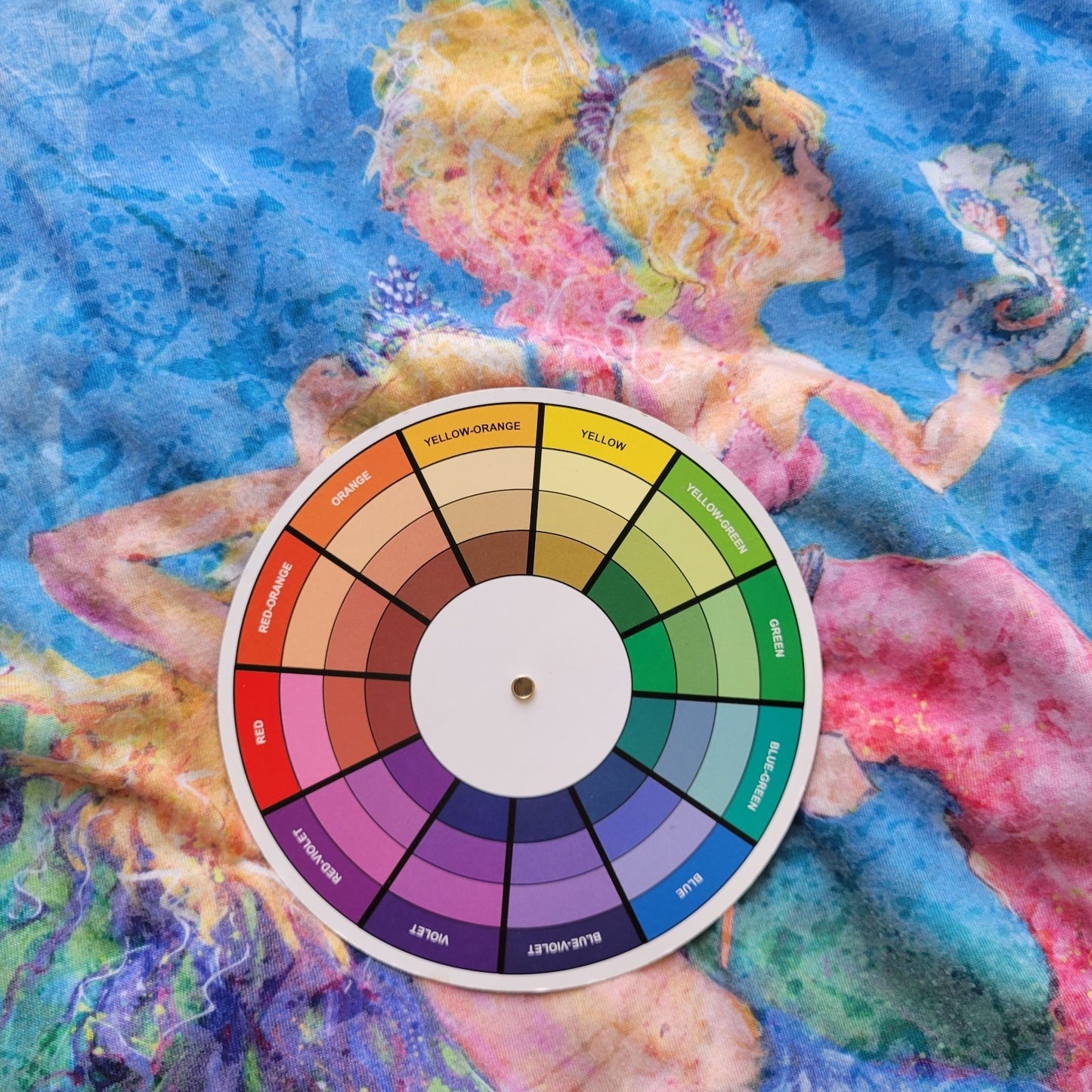 Leoma Lovegrove Womens Top XL Tee 3/4 Sleeve Mermaids Blue Side Ties Artsy Comfy