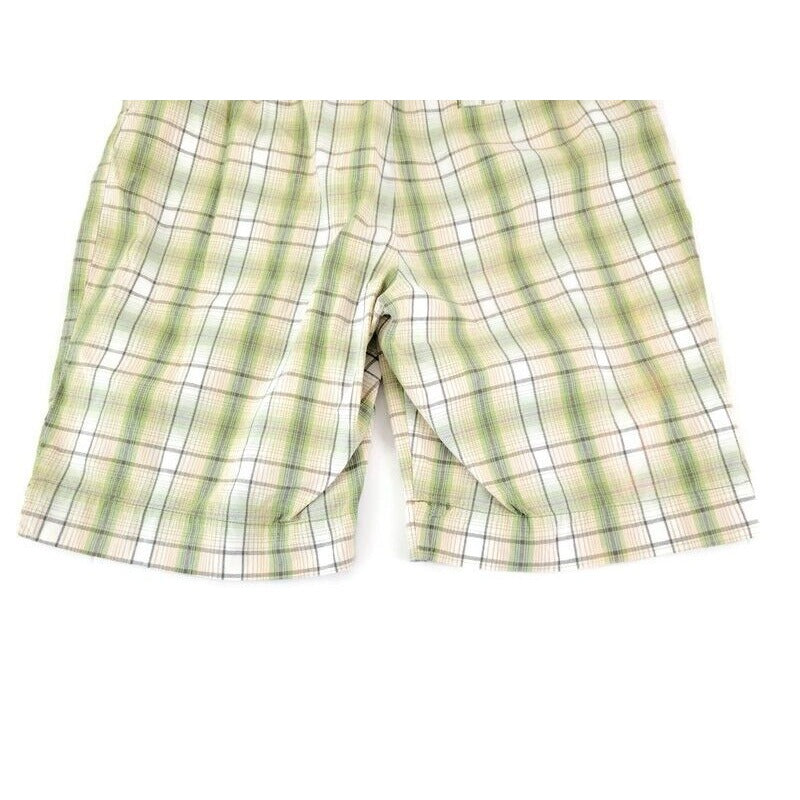 Style & Co Women Shorts 18 Walking Lightweight Cotton Green Plaid Casual Zip Fly