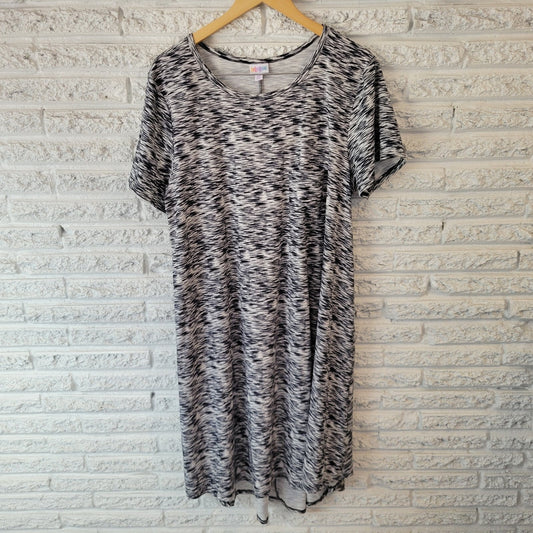 Lularoe Women Dress 2XL Plus Short Sleeve Blue Black Heather Pocket Poly Blend
