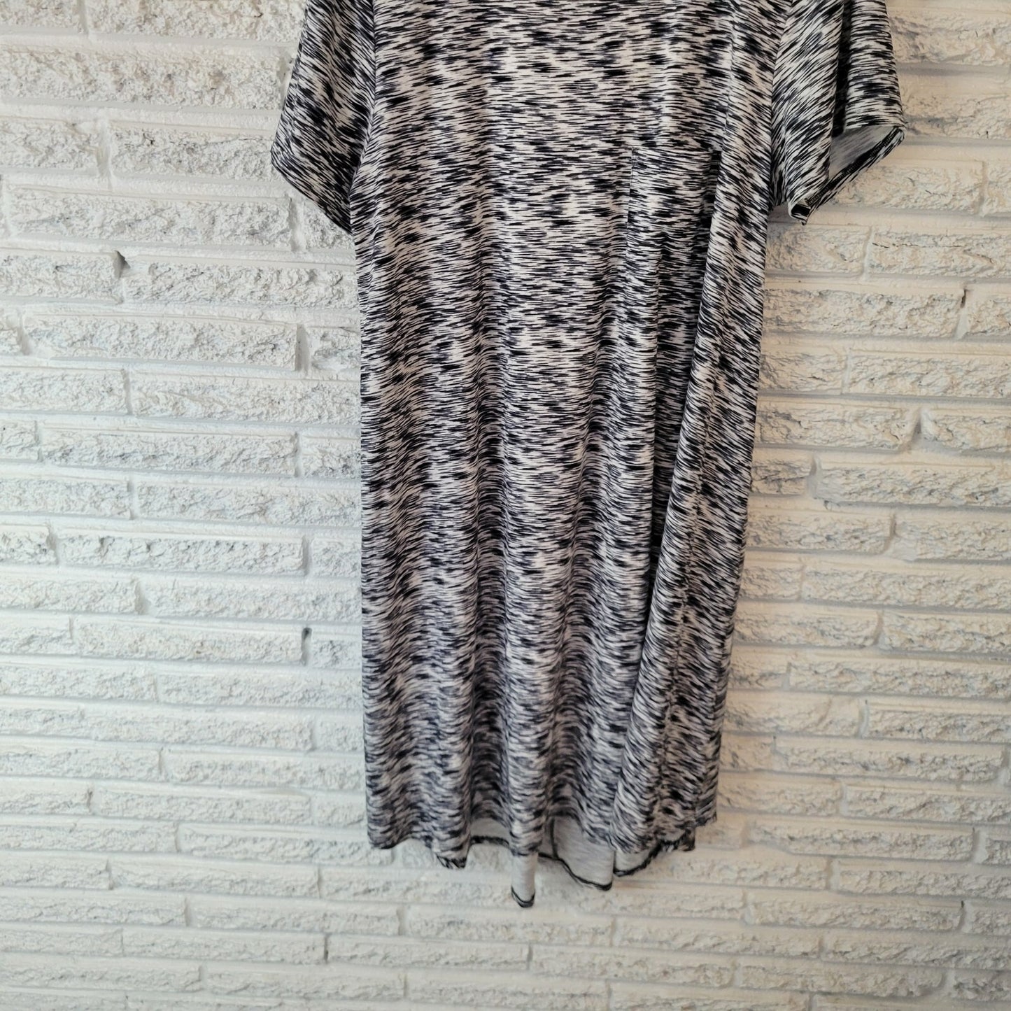 Lularoe Women Dress 2XL Plus Short Sleeve Blue Black Heather Pocket Poly Blend