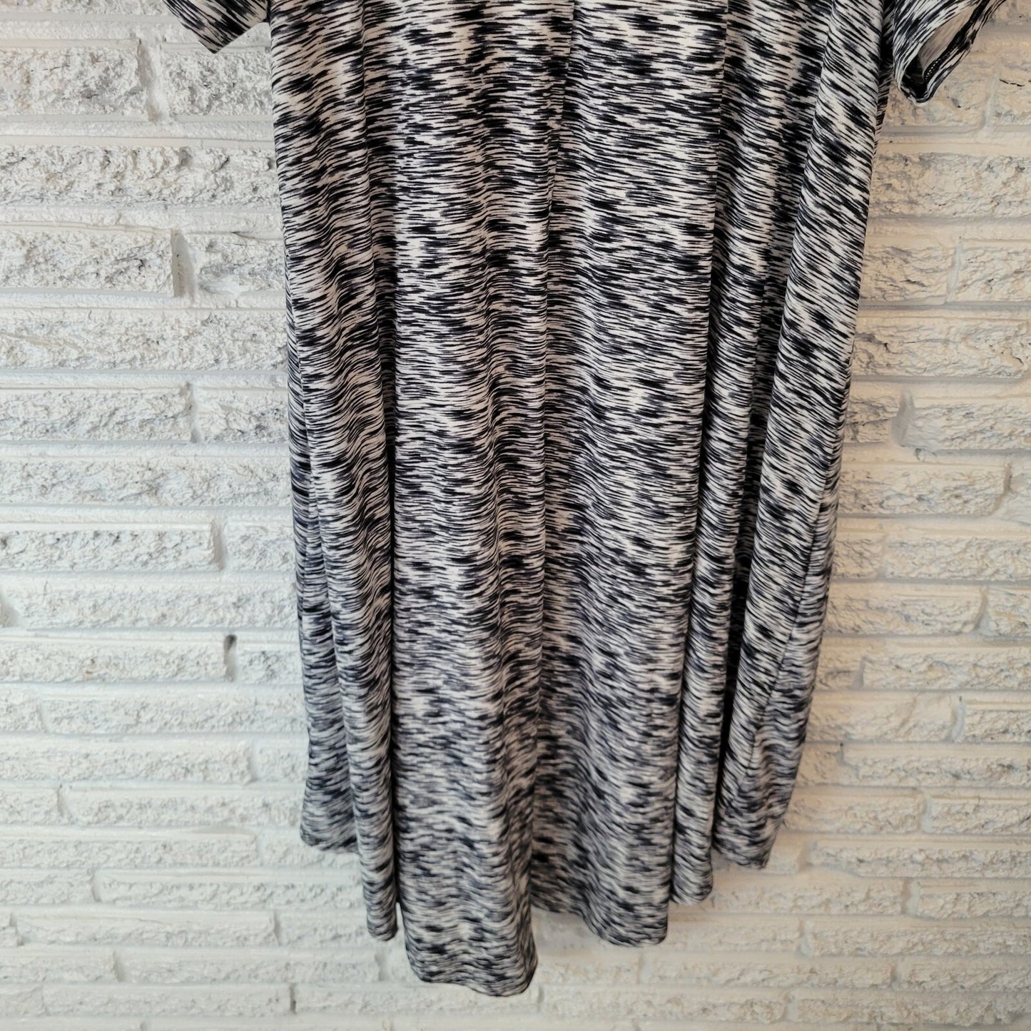 Lularoe Women Dress 2XL Plus Short Sleeve Blue Black Heather Pocket Poly Blend