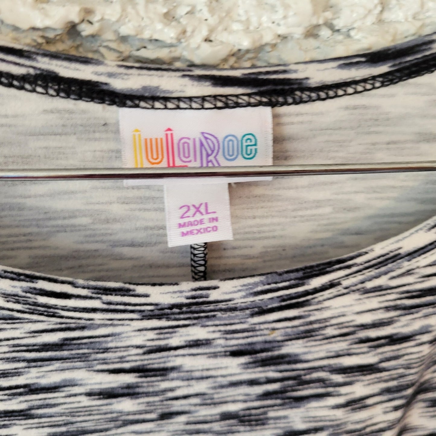 Lularoe Women Dress 2XL Plus Short Sleeve Blue Black Heather Pocket Poly Blend