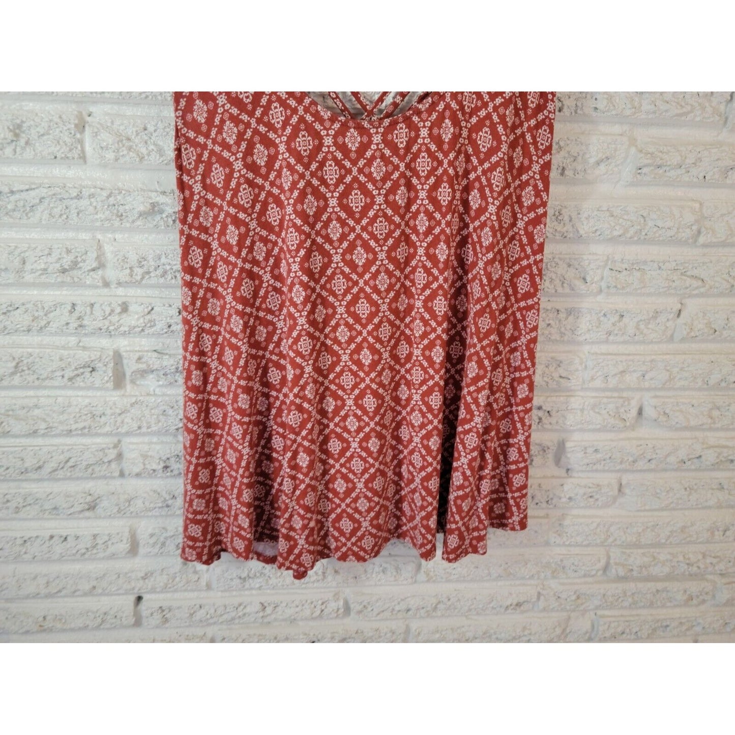 Torrid Lovesick Womens Top 4X Tank Criss Cross Brown Motif Boho Spaghetti Strap