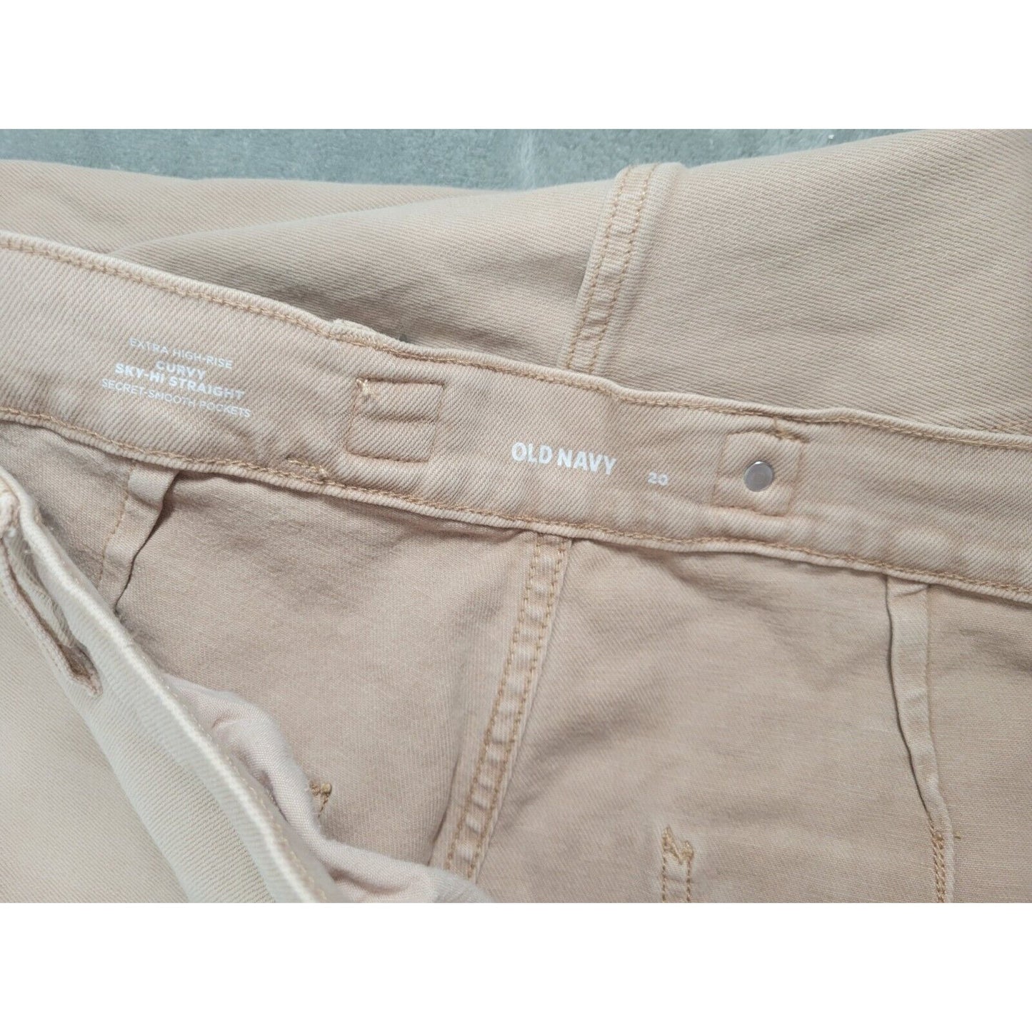 Old Navy Women Jeans 20 Plus Crop Straight Leg Beige Denim Zip Fly Comfort Waist