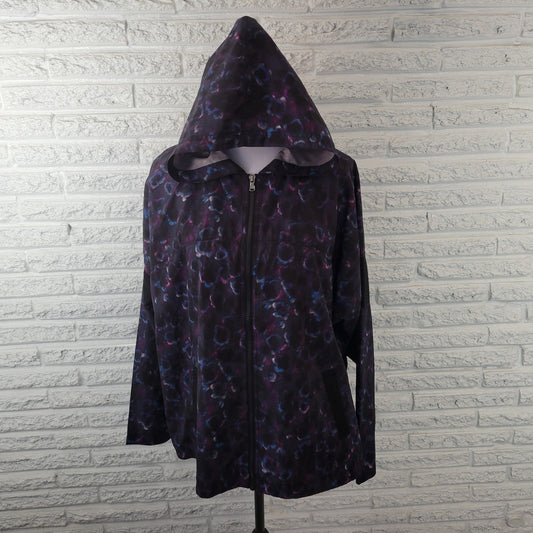 Champion Womens Windbreaker XXL Plus Hoodie Black Watercolor Lightweight Zip