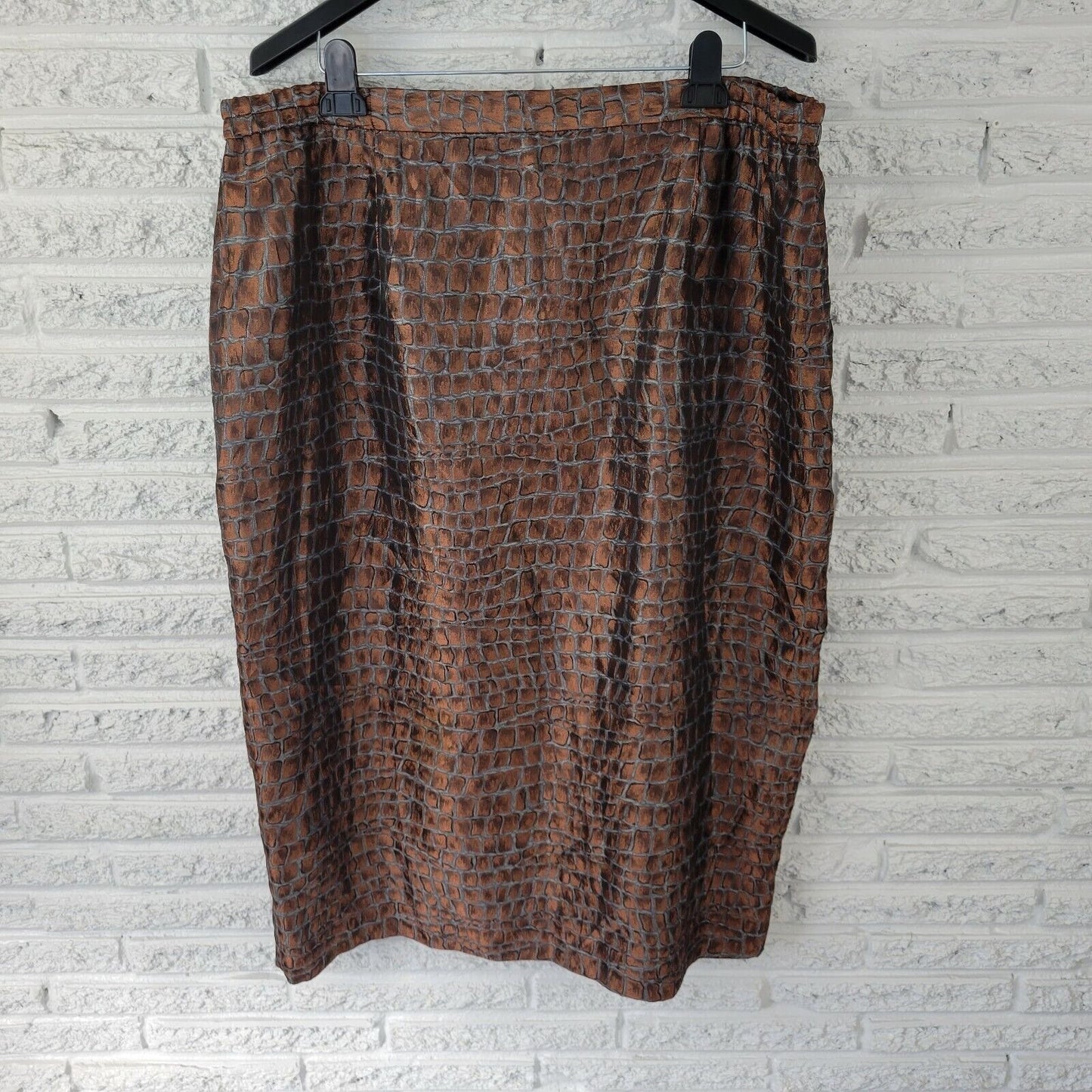 Justin Taylor Womens Skirt 24W Midi Pencil Straight Brown Animal Print Career